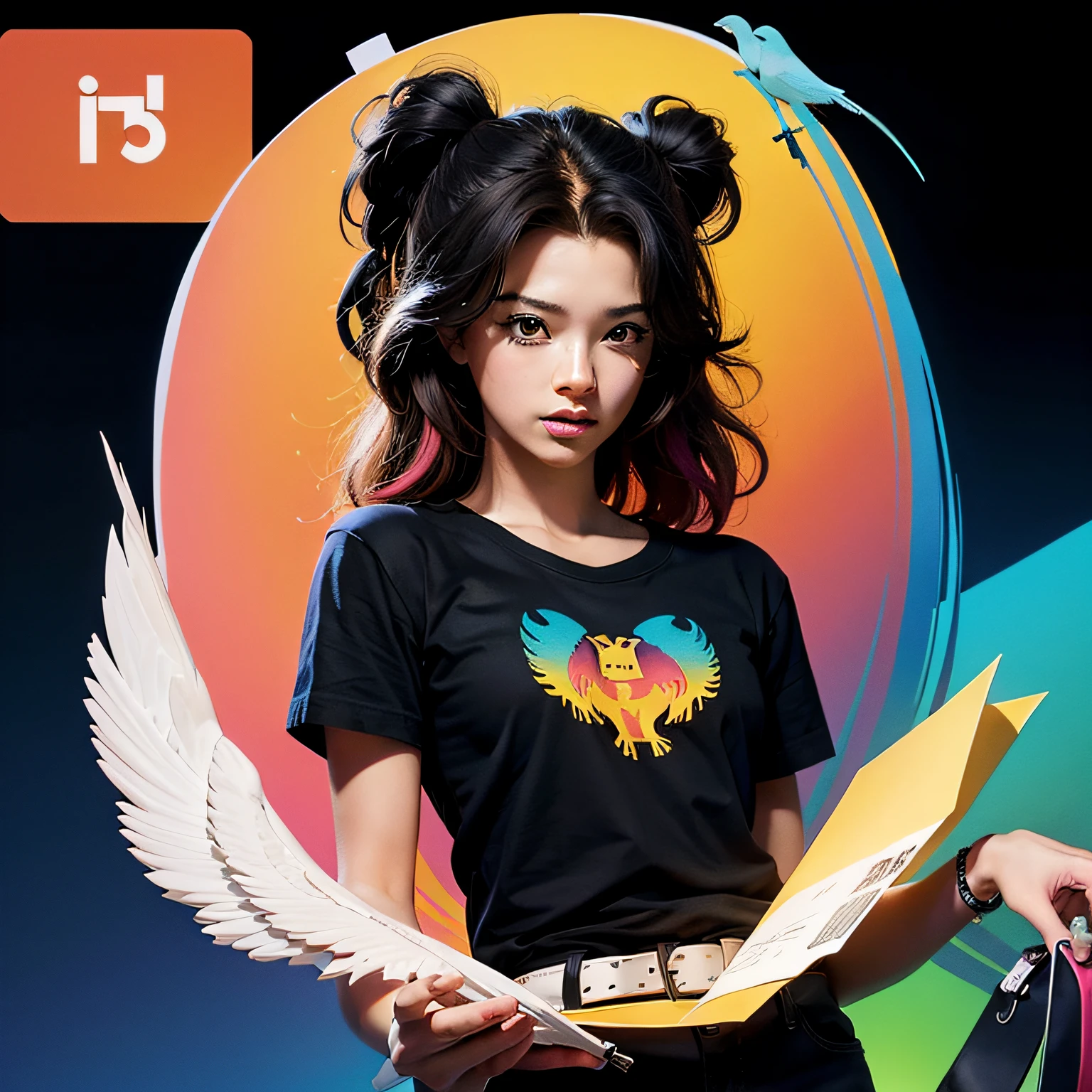 a silhouette design of a lion, sunset design, t- shirt art, 3D vector art, cute and quirky, bright bold colorful., black background, watercolor effect, , digital painting, low-poly, soft lighting, bird's-eye view, isometric style, retro aesthetic, focused on the character, 4K resolution, photorealistic rendering, using Cinema 4D,front side