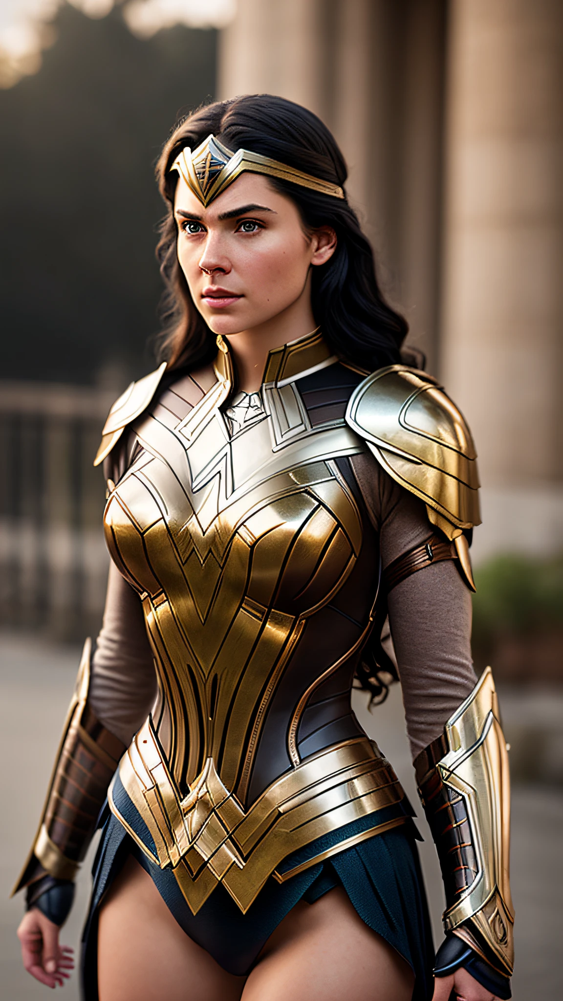 Cinematic soft lighting illuminates a stunningly detailed and ultra-realistic Wonder Woman Victorian-era armor that is trending on ArtStation. Octane is the perfect tool to capture the softest details of this 16k photography masterpiece