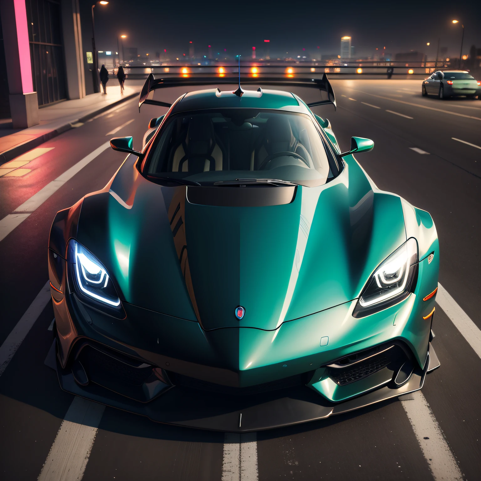masterpiece,official art,8k, masterpiece, best quality, highly detailed, modern, sleek, vibrant colors, glossy finish, aerodynamic design,

sports car:1.2,low ride height,high speed,smooth curves,city streets,neon lights,urban nightlife.