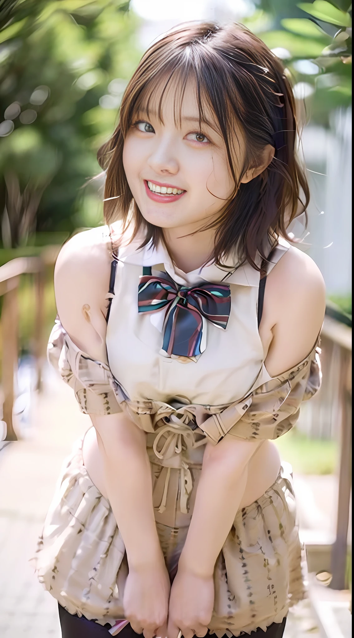 nsfw,all fours,((shibari)),(((fully tied up))),restrained,((highest quality, 8k, masterpiece: 1.3))), crisp focus: 1.2, beautiful woman with plump figure: 1.4, nsfw, shibari, arms behind back, restrained,handcuffs,((highest quality, 8k, masterpiece: 1.3))), crisp focus : 1.2, Beautiful woman with plump figure: 1.4, ((layer cut, big: 1.6)), leaving original facial proportions, (skin spots: 1.2), (skin dentation), Black eyes, 1 female, 25 years old, (((((Female)))), Solo, Real, Best quality, Photorealistic, Masterpiece, 8K, High resolution, Solo, Very detailed face, (Professional lighting, Bokeh), (light particles, Lens flare, Luminous particles:0.6), (Dynamic Pose:1.2), Soft lighting, Top angle view, Fashionable and trendy atmosphere, Japan, Street, City, Tokyo, Minato, (Daytime)), Sky, ((View Viewer:1)), (Look at Camera), (Portrait: 0.6), Cowboy shot, gorgeous, standing, keep original face proportions, wide shoulders, full body, (big breasts), (short hair), brown hair, floating hair, braided hair, lips, lipstick, seductive smile, floating hair, smile, open_mouth, teeth, eyelashes, moles, (moles under the eyes: 1), plump body, plump breasts, bursting breasts, big breasts, BDSM, slave, black corset, bondage, collar, from below, disdain, leather panties,