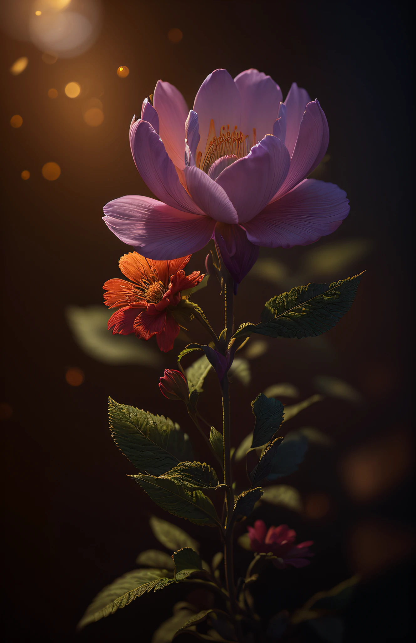 A flower by Casey Weldon, Olga Kvasha, Miho Hirano, hyperdetailed intricately detailed gothic art trending on Artstation triadic colors Unreal Engine 5 detailed matte painting, deep color, fantastical, intricate detail, splash screen, complementary colors, fantasy concept art, 8k resolution, gothic deviantart masterpiece, (dark shot:1.4), art by greg rutkowski and artgerm, soft cinematic light, adobe lightroom, photolab, hdr, intricate, highly detailed, (depth of field:1.4)