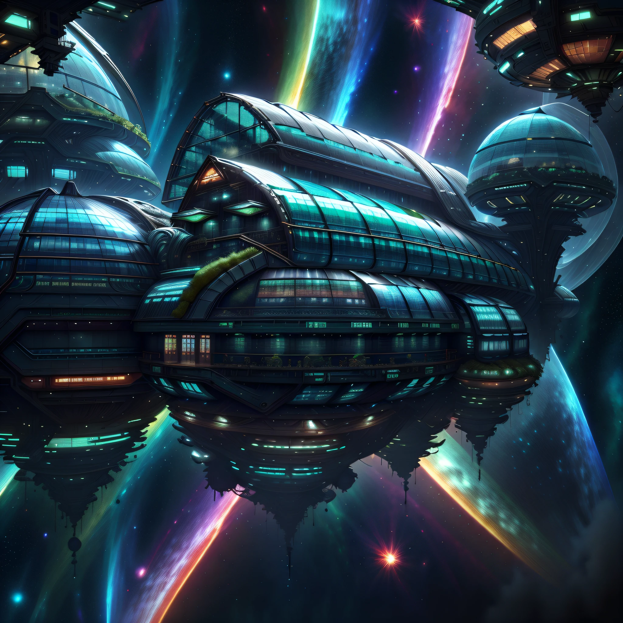 concept art of SolarpunkAI
green-powered
space station in space