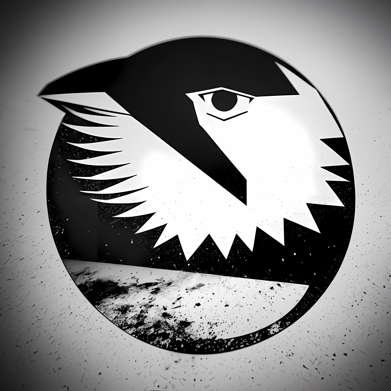 Eagle eye logo, close-up on eagle eye, looking at meteor falling from the sky, minimalist, crisp, low poly, detailed, monochrome