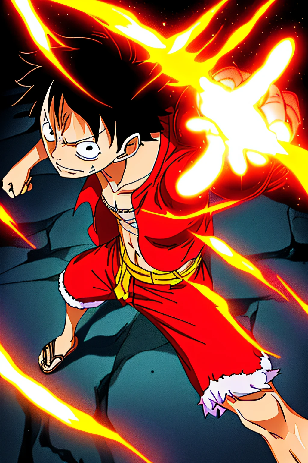 Wanostyle monkey d luffy, gear second, full body portrait, epic