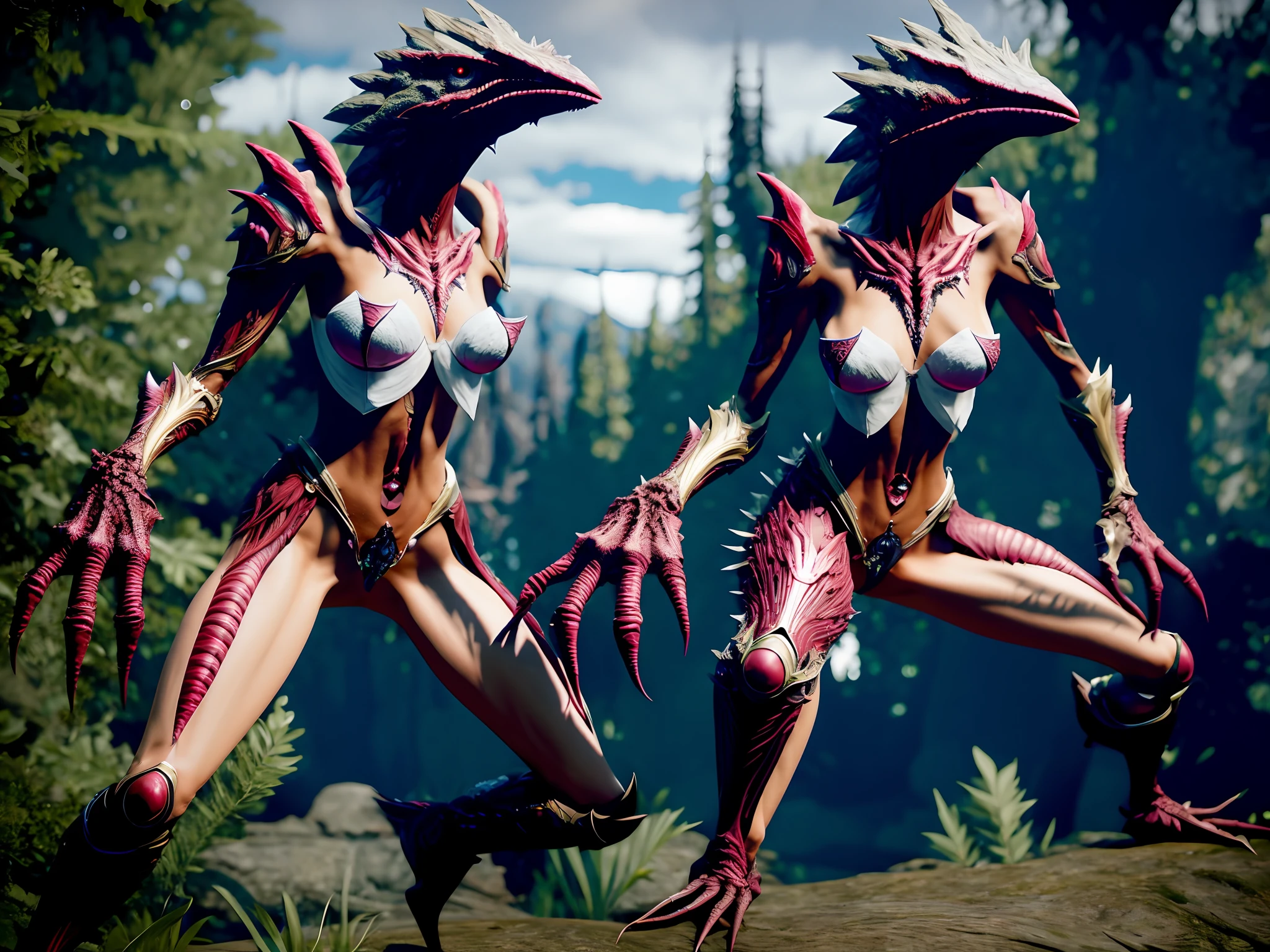 (nude), Bazelgeuse，M-leg shape，Squat down，Monster Hunter，Monster Hunter World，masterpiece, best quality, high quality, High definition, High quality texture, High quality shadow, high detail, beautiful detailed, finely detailed, extremely detailed cg, detailed texture, a realistic representation of the face, realistic, colorful, delicate, Cinematic Light, sidelighting, Lens Flare, Ray tracing, sharp focus,8K, (1girl, __focus__:1.3), (intricate details, makeup, PureErosFace_V1:0.5), (detailed beautiful delicate face, detailed beautiful delicate eyes, a face of perfect proportion, high detailed skin, detailed skin, best ratio four finger and one thumb, arms under breast, medium large breasts, wide hips, smooth midriff, skiny and thin, __fashion__, __hair__:1.25), __location__，no hands,no more hands,no missing fingers，