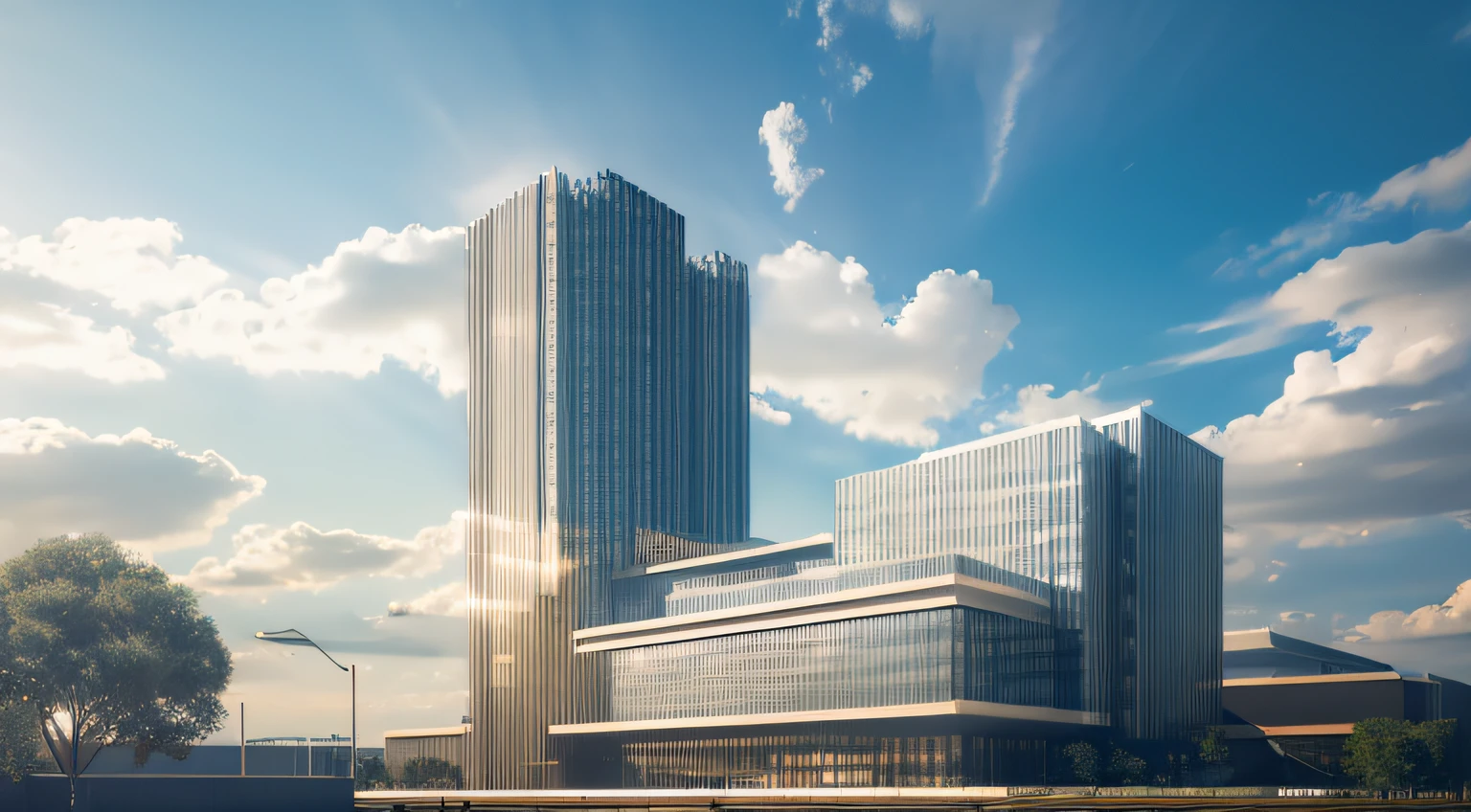 (masterpiece, best quality)), daylight, industries, photorealistic. cinematic lighting. dramatic lighting. , 8k, modern architecture style, realistic photo, hyper detailed photo, sky with clouds