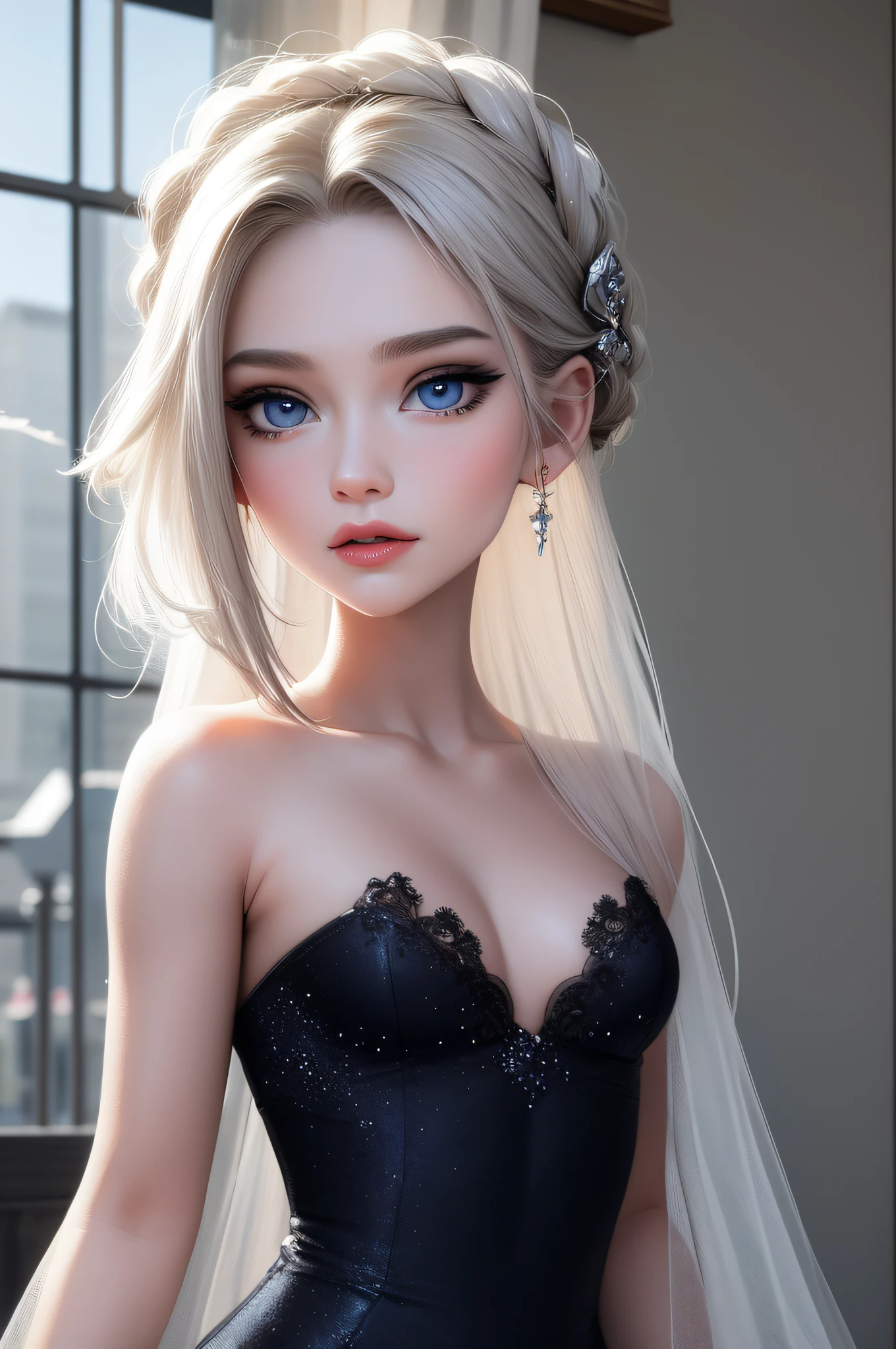 best quality, masterpiece, (elsa:0.8), upper body, blue eyes,