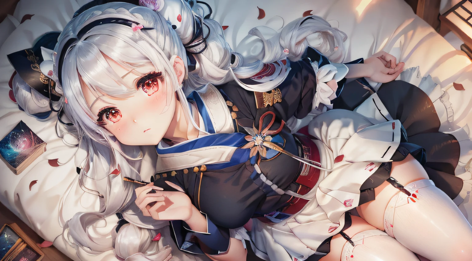 Best Quality, Highly Detailed, Masterpiece, Hyperdetail, Illustration, 1 Girl, Dynamic Angle, World Masterpiece Theater, Best Quality, Extremely Detailed CG Uniform 8k Wallpaper, Ink, Amazing, Movie Lighting, Cute, Short Skirt, Squatting in Bed, Cute Schoolgirl, Surreal Girl, Full Body, Girl, White Stockings, Shy, White Hair, Fine, Want, Messy Hair, Blushing, Seductive Anime Girl, Imperial Sister, From Above, Ink Wind, Wrapped Hanfu, Ice Ling, Conservative Dress, Beautiful Face, Ultra Detail, Excellent, Double ponytail, RAW photo, 8K, highest quality, super high resolution, beautiful face details, color expression, front view, long hair, high quality avatar, ass --auto --s2