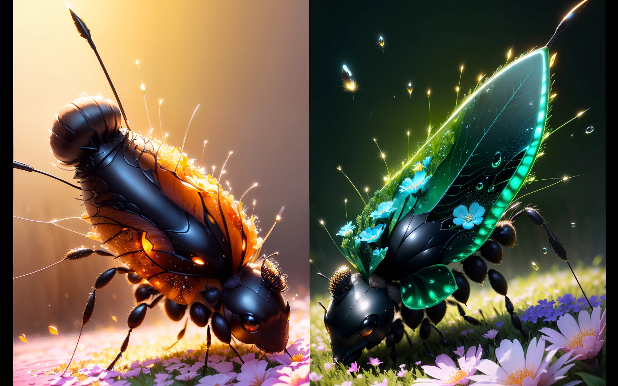 (ant), (flower petal), (macro lens), (ant body), (antennae), (legs), (pollen), (dewdrops), (shimmer), (visual experience).(Best Quality, Masterpiece:1.4), (Realism:1.2), (Realisitc:1.2),tk-char, multiple views of the same crowd scene,award-winning graphics,final fantasy, Masterpiece, highly detailed, 8k,Detailed, Ultra-Detailed, Digital Art, rtx, Unreal Engine,scene concept art,glare effect