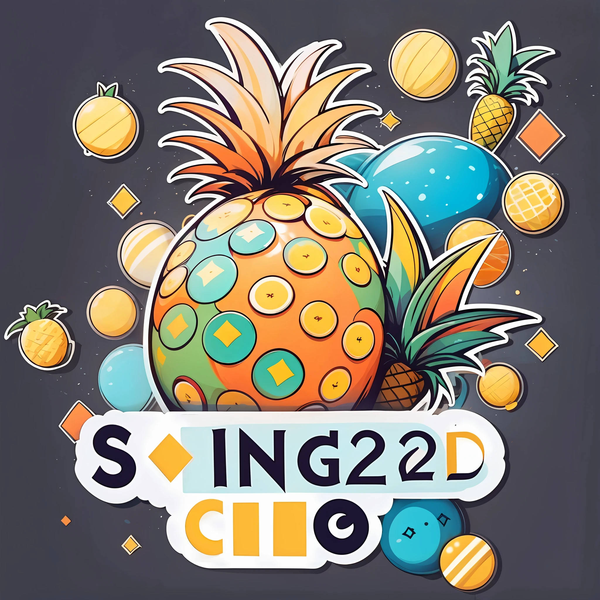 swingers club, pineapple, vector logo, website, white background