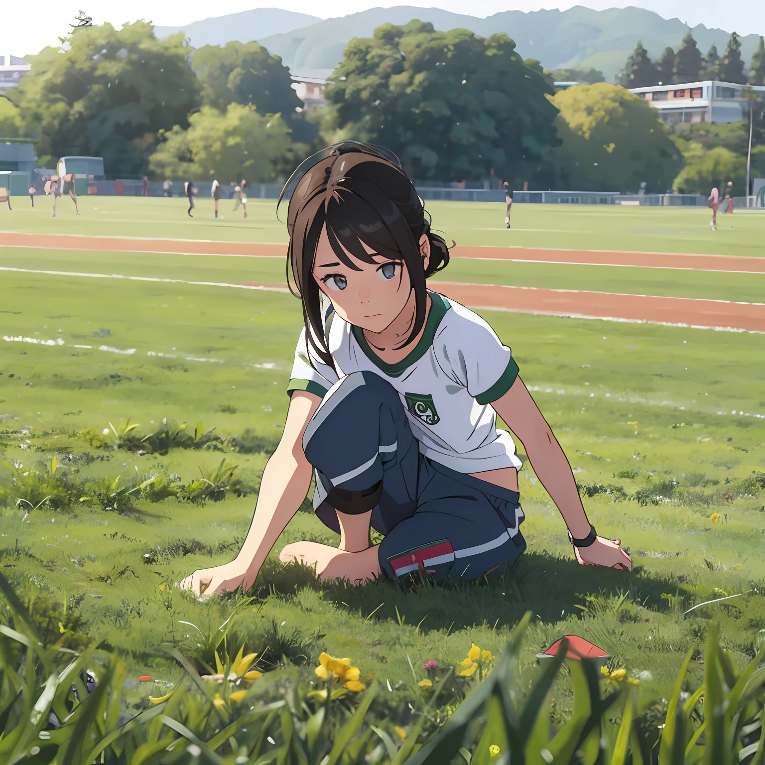 Give me to generate a girl run on the grass --auto --s2