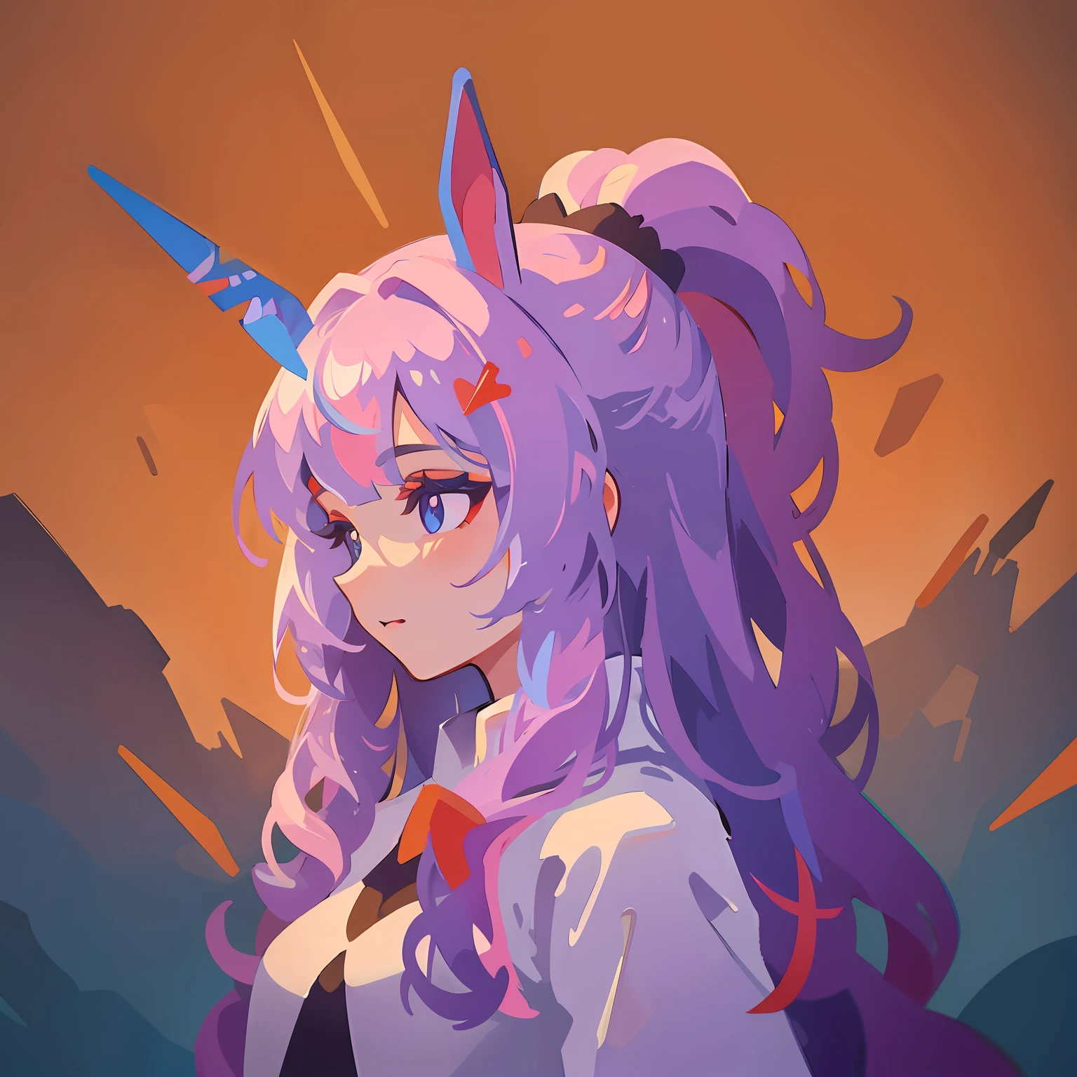 Unicorn Humanoid Maiden with carrots stuck to the horns on the top of her head