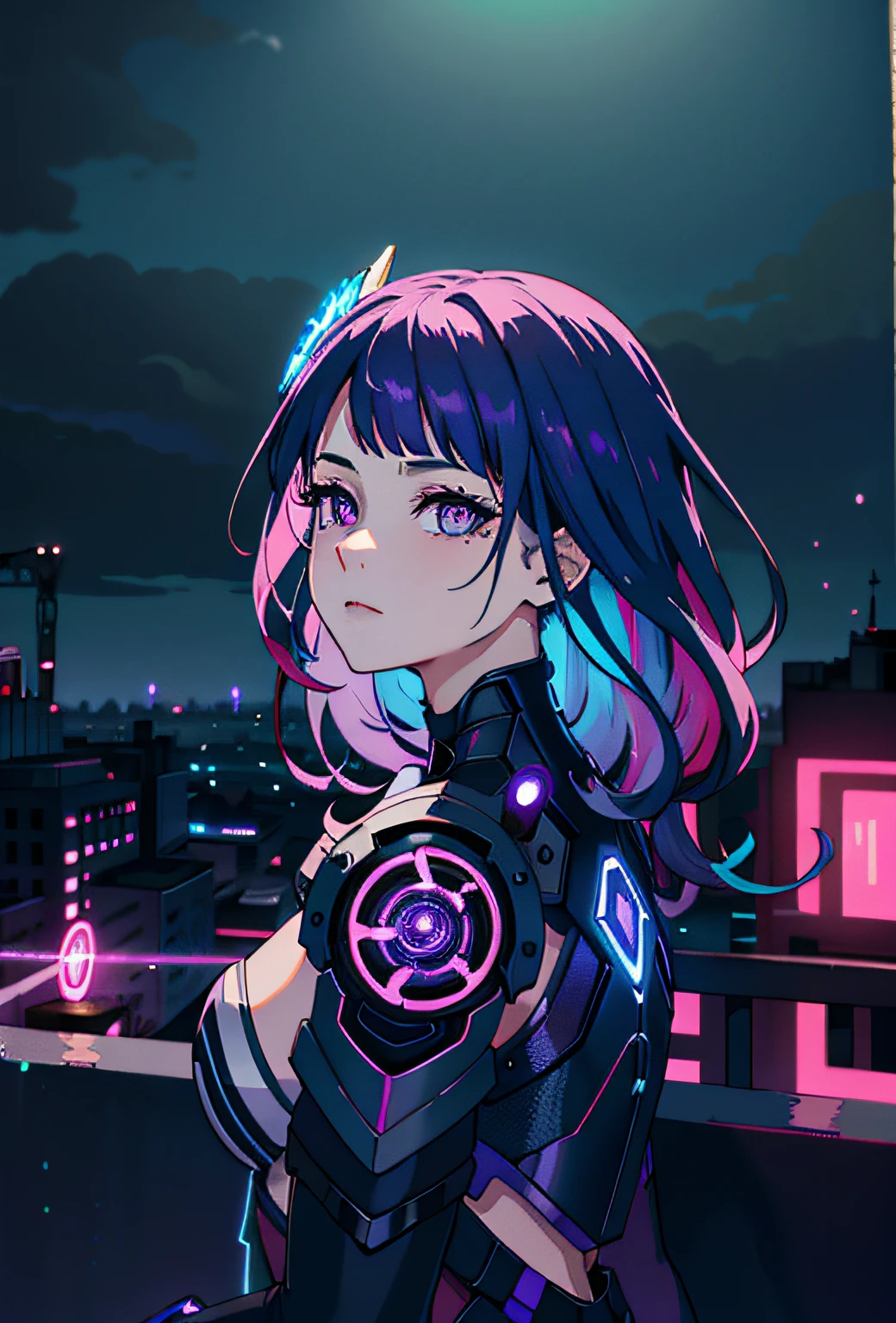 portrait | wide angle shot of eyes off to one side of frame, lucid dream-like woman, looking off in distance ::8 style | daydreampunk with glowing skin and eyes, styled in headdress, beautiful, she is dripping in neon lights, very colorful blue, green, purple, bioluminescent, glowing ::8 background | forest, vivid neon wonderland, particles, blue, green, purple ::7 parameters | rule of thirds, golden ratio, assymetric composition, hyper- maximalist, octane render, photorealism, cinematic realism, unreal engine, 8k