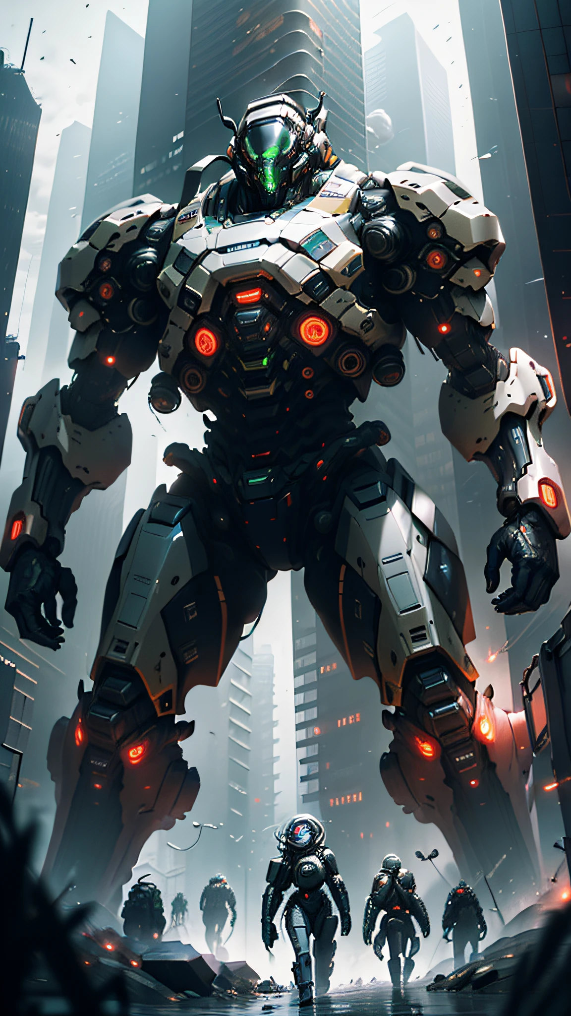 ((Best quality)), ((masterpiece)), (highly detailed:1.3),In a sprawling cyberpunk metropolis dominated by towering skyscrapers and neon-lit alleyways, a dystopian megacorporation known as OmniCorp reigns supreme. OmniCorp, driven by insatiable greed and power, ventured beyond the confines of Earth to exploit the vast resources of near-Earth objects (NEOs) in a relentless pursuit of profit. Set in a difficult future where the line between humanity and technology blurs, his images depict the dark and unforgiving world of NEO asteroid mining. Explore the juxtaposition of high-tech machines, advanced robotics and human labor as they collaborate to extract precious minerals and resources from the cold depths of space. Capture the scenes of colossal mining rigs, suspended in zero gravity, relentlessly piercing massive NEOs, their mechanical arms piercing the rocky exterior. Show the workers, adorned in cybernetic suits, braving the harsh conditions of space to harvest the valuable ores, their faces obscured by gas masks and reflective visors. Amid the cold, desolate asteroids, reveal the towering presence of OmniCorp's headquarters — a monolithic structure that casts a shadow over the workers below. Show off the opulent offices and boardrooms, where executives make decisions that shape the fate of the company and the exploited masses. But under the bright veneer of corporate power, unveil the seething rebellion of the oppressed. They depict the clandestine activities of underground resistance movements, fighting against OmniCorp's iron control over society. Show their covert operations by hacking into the corporation's networks and conspiring to expose their dark secrets. Incorporate elements of advanced technology, cybernetic enhancements, holographic displays, and augmented reality overlays to accentuate the atmosphere