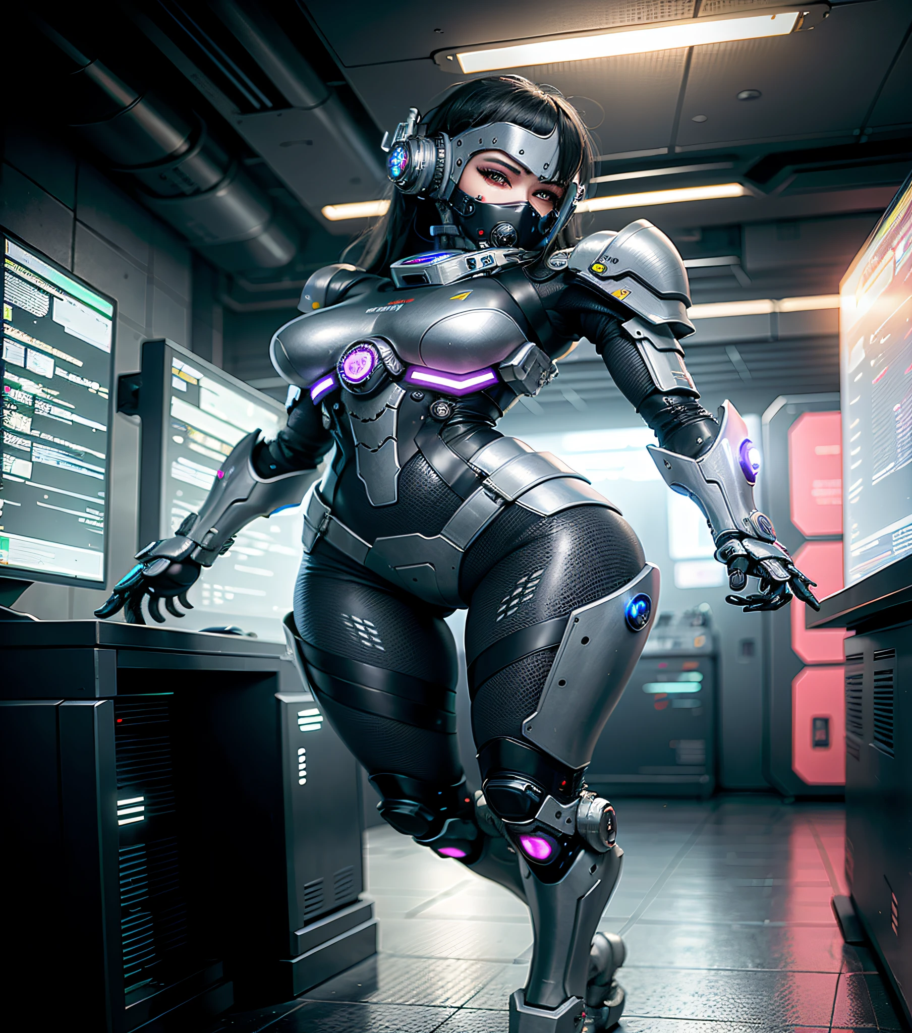 Gray leather, ceramic mask, bionic eyes, cyberpunk, hard circle eyes, best quality,