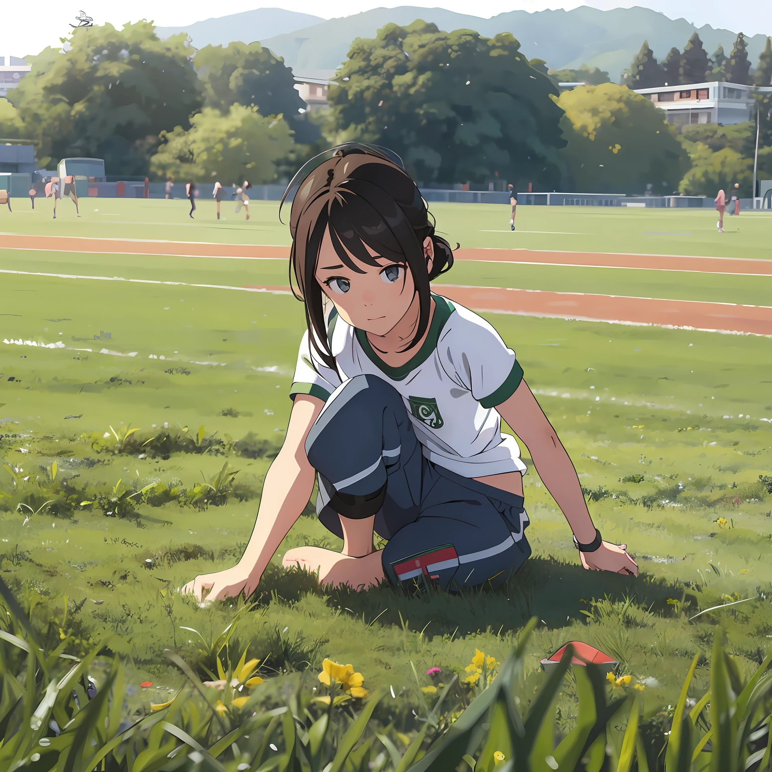 Give me to generate a girl run on the grass --auto --s2
