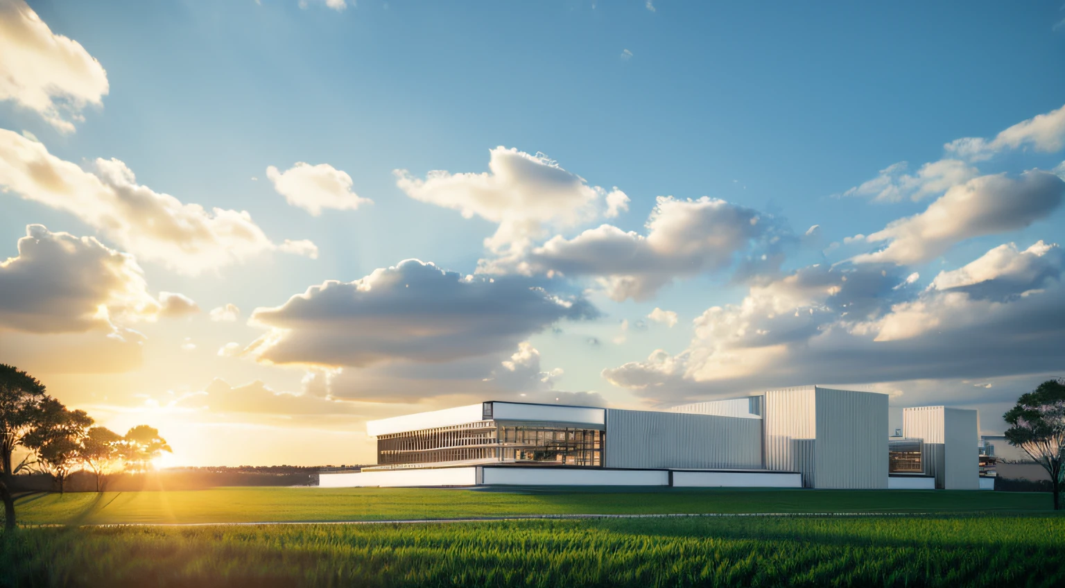 (masterpiece, better quality)), daylight, agribusiness, photorealistic. cinematic lighting. dramatic lighting. , 8k, modern architecture style, realistic photo, hyper detailed photo, sky with clouds