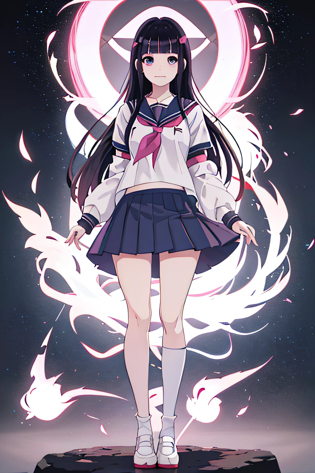 cartoon girl in a skirt and shirt with a white shirt, yandere. tall, anime vtuber full body model, hinata hyuga, single character full body, magical school student uniform, gapmoe yandere, !!full body portrait!!, realistic schoolgirl, full body single character, anime styled 3d, full body portrait of a short!