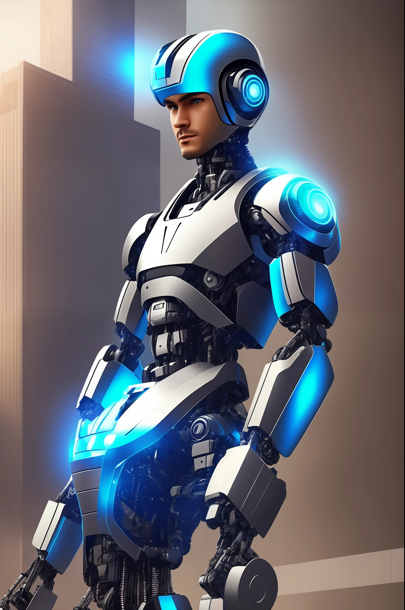 a machine half robot and half human man