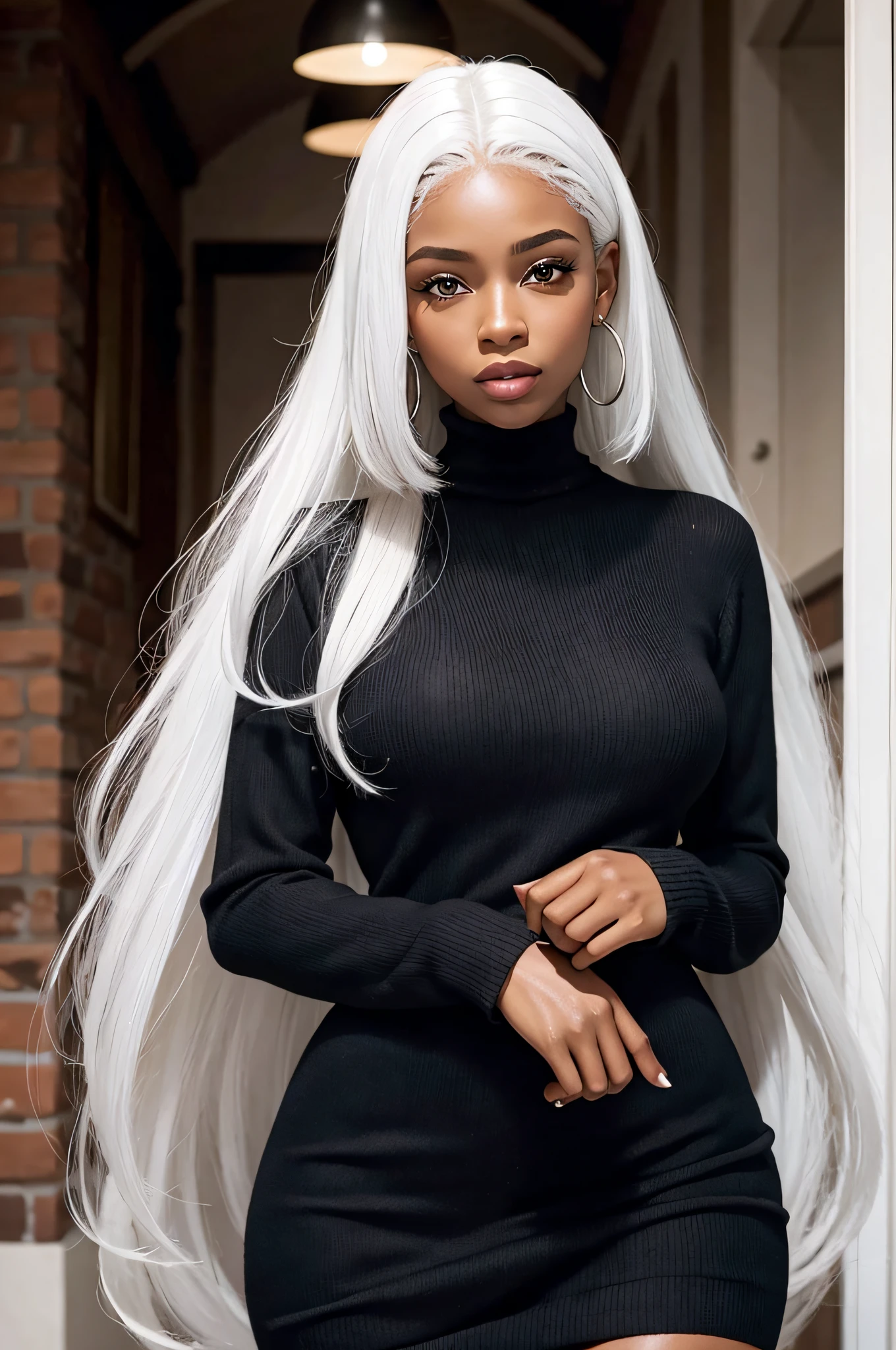 a beautiful black woman with white hair