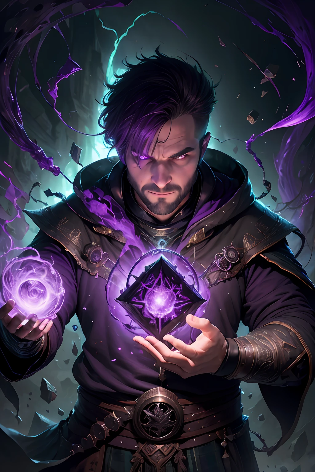 (1man, fat adult Scottish male:1.2), purple eyes, brown hair, undercut,
  looking down, solo, half shot, detailed background, detailed face, (V0id3nergy, empty theme:1.1) evil mage, black light armor robes, determined expression, green color scheme, dark green light, rock summoning circle, bright magic text, dark atmosphere, shadows, realistic lighting, floating particles, sparks, surrounded by purple ray casting spell, rock summoning,  (thick melted candles:0.8), purple arcane symbols, eyes hungry for power, bloom
SCG,