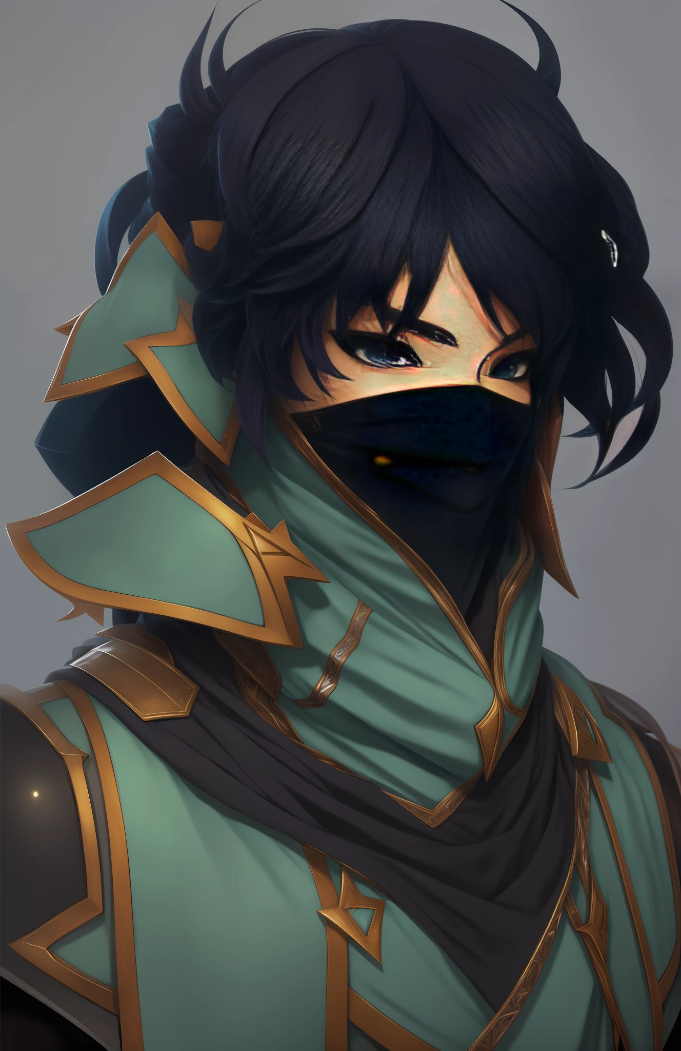a drawing of a person with a scarf on and a hood on, unknown artstyle, sage ( valorant ), jett from valorant, portrait of a dnd character, concept headshot art, sketchy artstyle, trigger anime artstyle, detailed character portrait, afrofuturism anime, but the armor covers her face, portrait dnd, colored sketch, highly detailed exquisite fanart