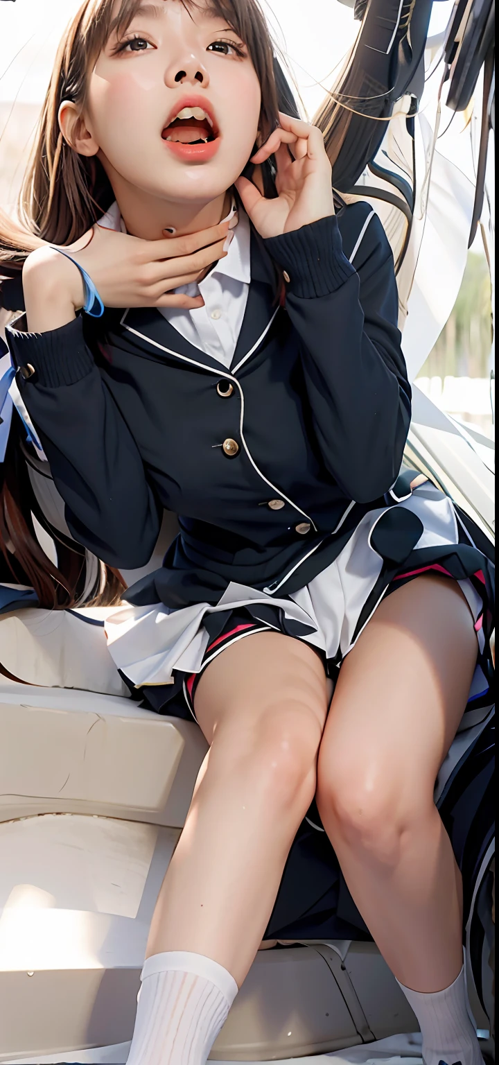 1girl, solo,(best quality),(masterpiece:1.1), full body, looking_at_viewer, dynamic angle, school uniform, cute, clear facial skin,