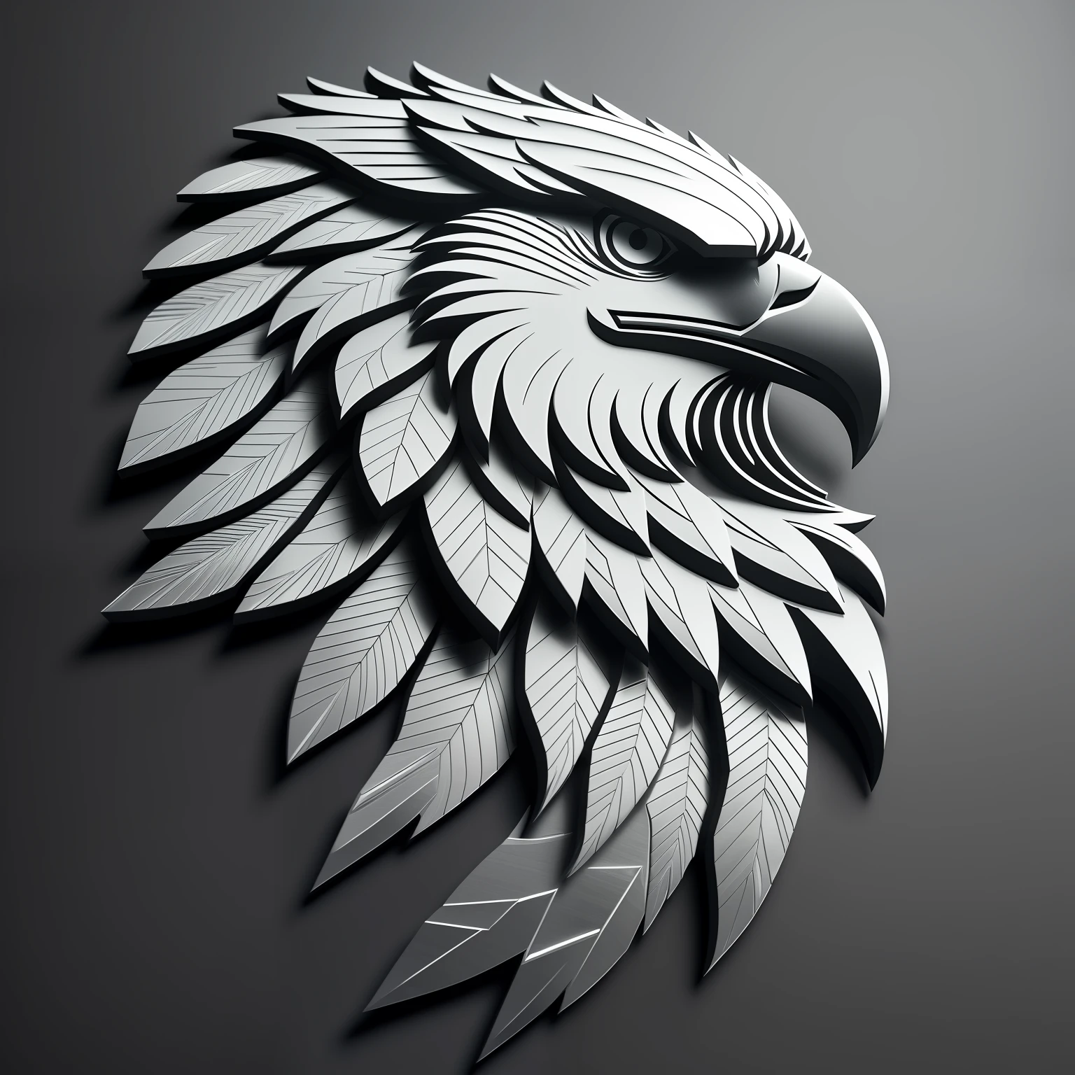 eagle logo 3D high relay realistic style The Witcher, metallic look monochrome realistc, minimalist