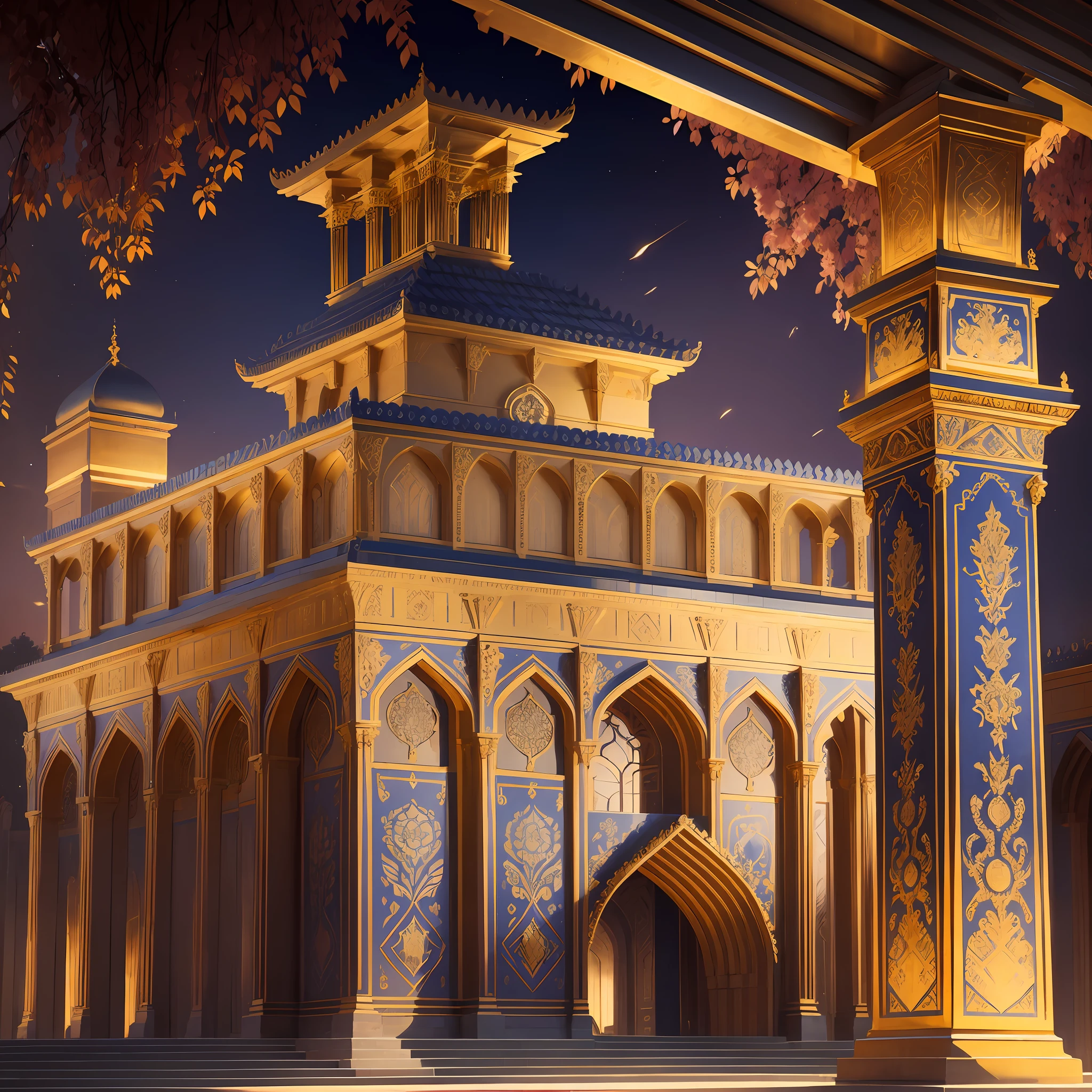 Imagine standing in the suspended jardisn of Babylon, your camera ready to capture a truly exceptional moment. The golden rays of the setting sun cast a warm glow over the magnificent gates of ishtar, highlighting its intricate details in lazuli blue and gold and its architectural splender. In its structure Babylon proudly rises high, reaching to the heavens with its distinctive ziggurats, each adorned with detailed ornamental designs. The delicate pattern of geometric architecture and numerical calligraphy, geometric shapes and floral motifs intertwine perfectly, showing the craftsmanship of a bygone era. Add a contemporary twist, strategically position yourself to incorporate the surrounding modern elements that coexist harmoniously with the historical moment by Joshua Reynolds, John Singer Sargent and William Bouguereau