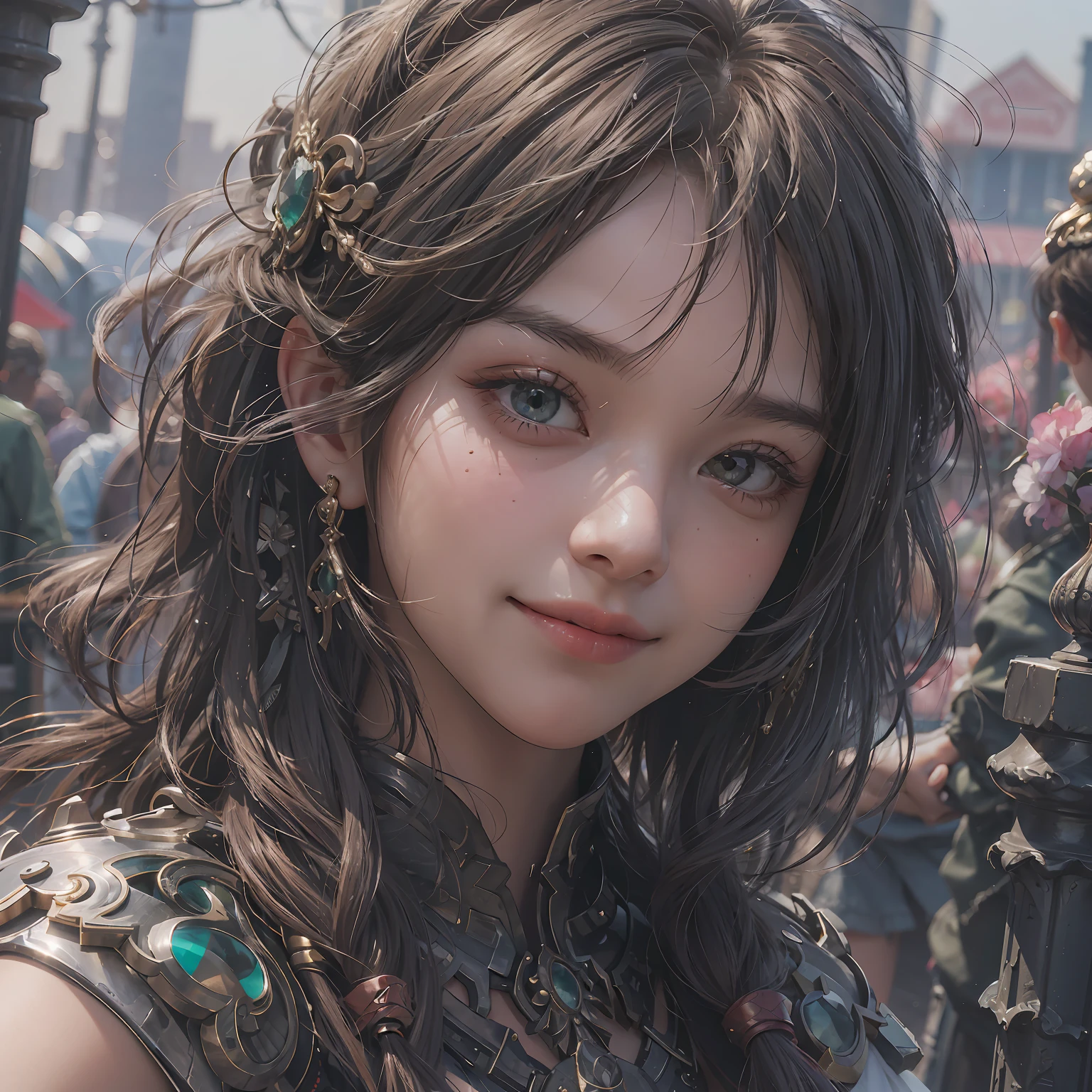 8K, Best Quality, Masterpiece, Ultra High Resolution, (Realism: 1.4), Original Photo, (Realistic Skin Texture: 1.3), (Film Grain: 1.3), (Selfie Angle), 1 Girl, Beautiful Emerald Gemstone Eyes and Delicate Face Details, Pink Top, Masterpiece, Best Quality, Close-up, Upper Body, Looking at the Viewer, (Smile: 1.5) - Smooth face --auto --s2