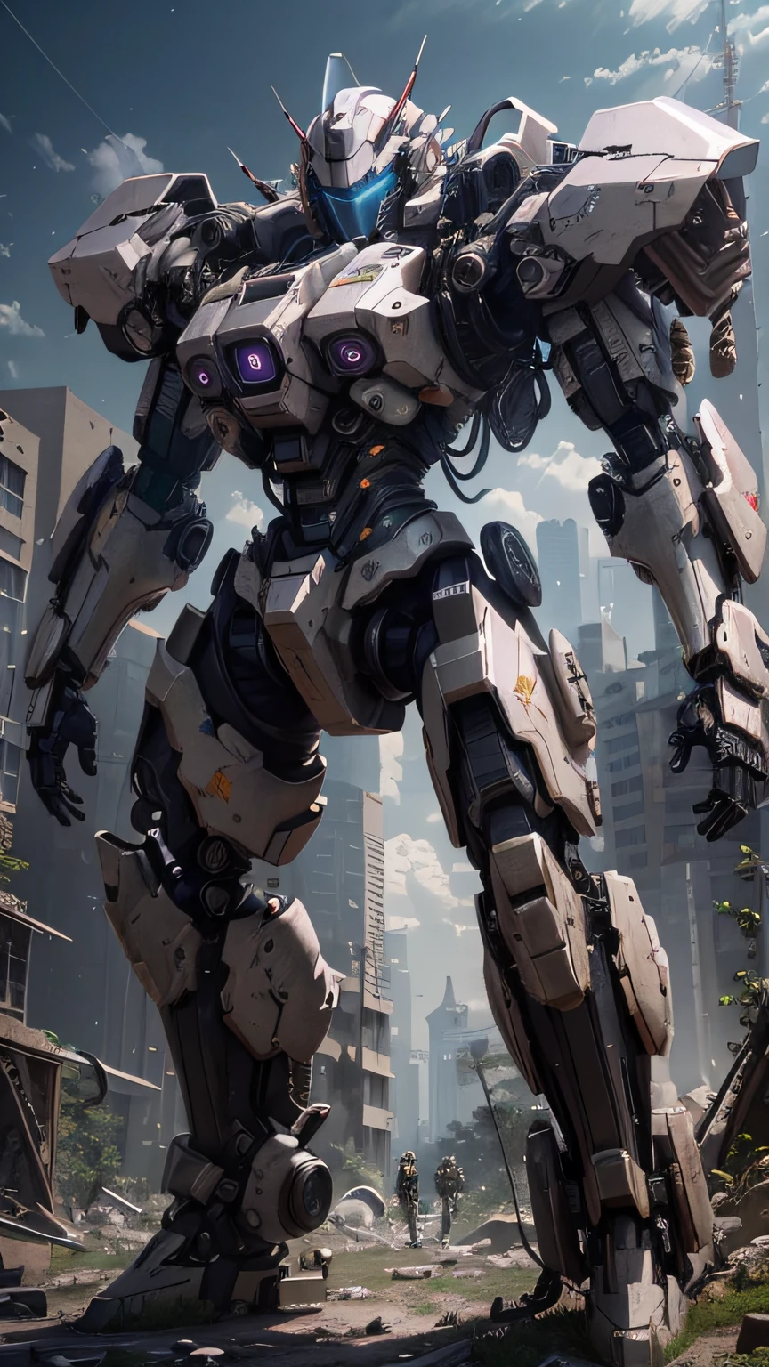 ((Best Quality)), ((Masterpiece)), (Very Detailed:1.3), 3D, Shitu-mecha, Beautiful cyberpunk woman with her pink mech in the ruins of a city in the forgotten war, Ancient technology, HDR (High Dynamic Range), ray tracing, NVIDIA RTX, super resolution, unreal 5, subsurface scattering, PBR texture, post-processing, anisotropic filtering, depth of field, maximum sharpness and sharpness, multi-layer texture, albedo and highlight maps, surface shading, Accurate simulation of light-material interactions, perfect proportions, octane rendering, duotone lighting, low ISO, white balance, rule of thirds, wide aperture, 8K RAW, efficient sub-pixels, subpixel convolution, luminescent particles, light scattering, Tyndall effect