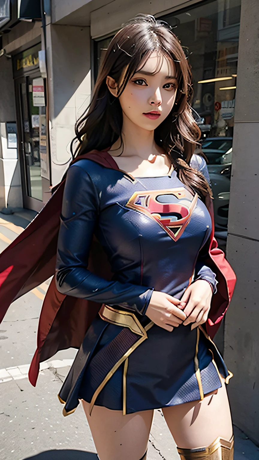 Woman body set big breasts, Supergirl costume dress