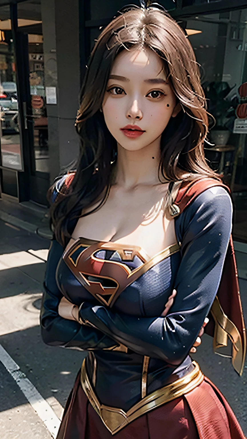 Woman body set big breasts, Supergirl costume dress