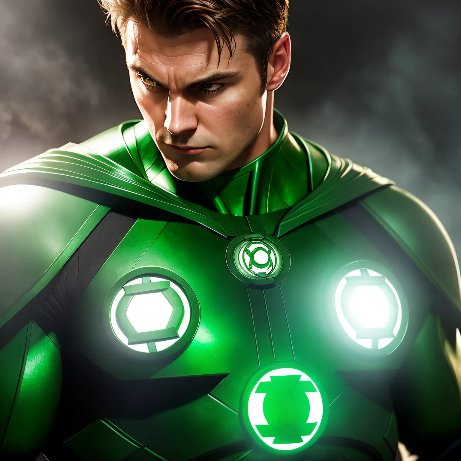 The Green Lantern, chest, face
(foggy background, epic realistic, rutkowski, hdr, intricate details, hyperdetailed, cinematic, rim light, muted colors:1.2)