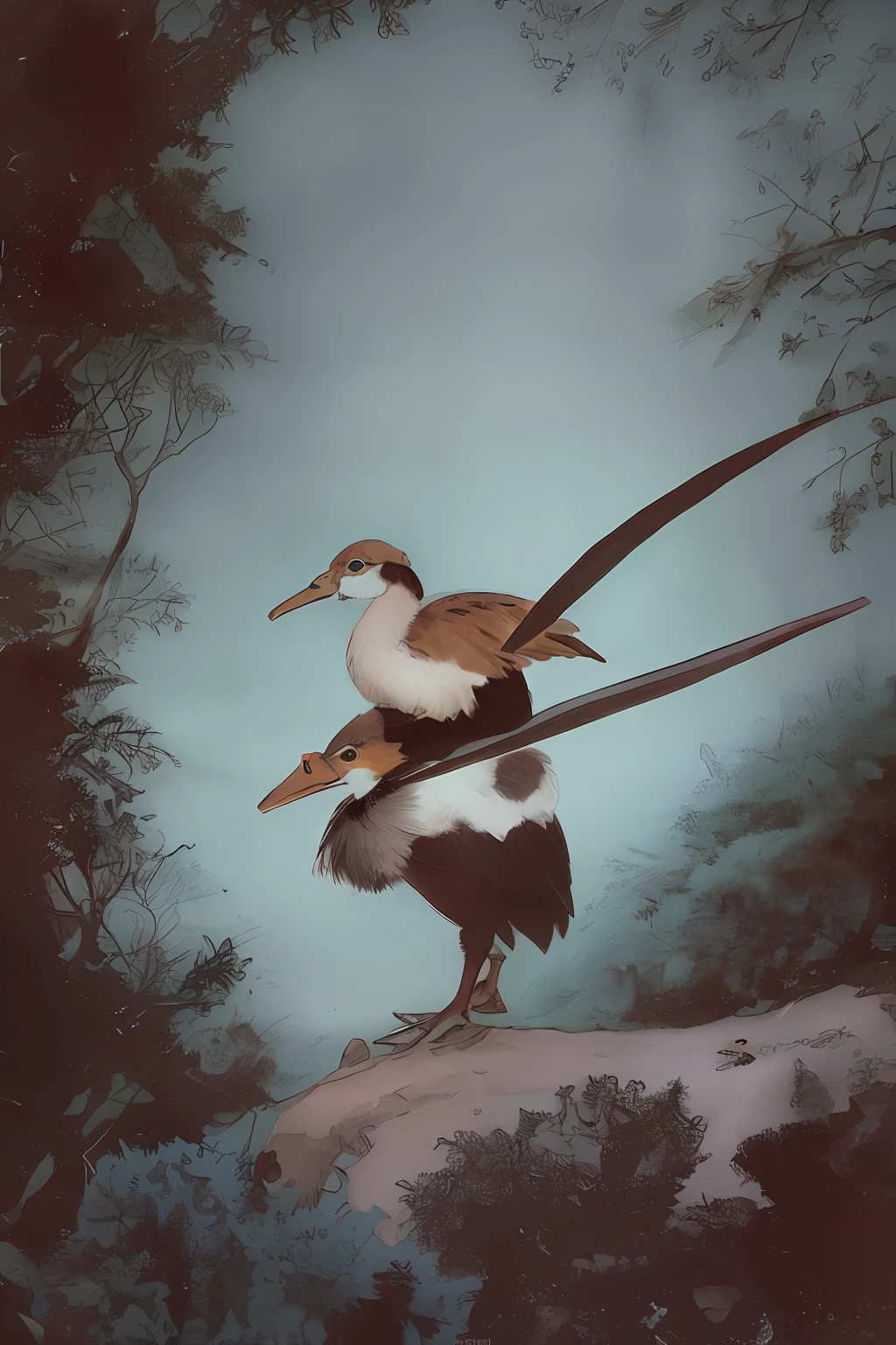 A duck with a long sword on his back