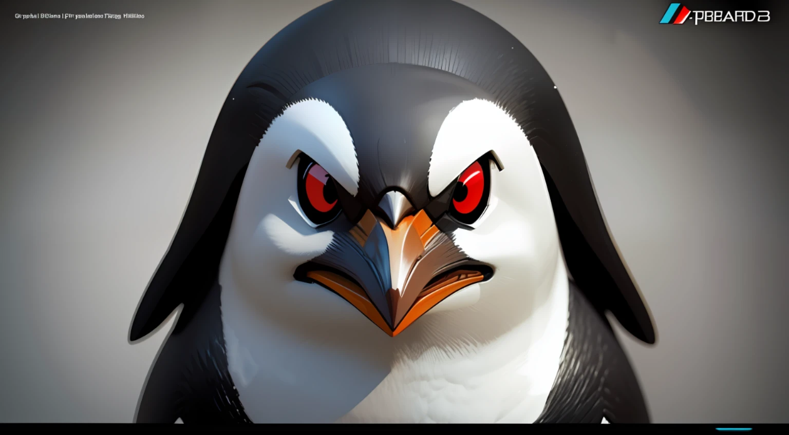 a penguin, making bad face, logo, gamer, 3d style, ultra realistic