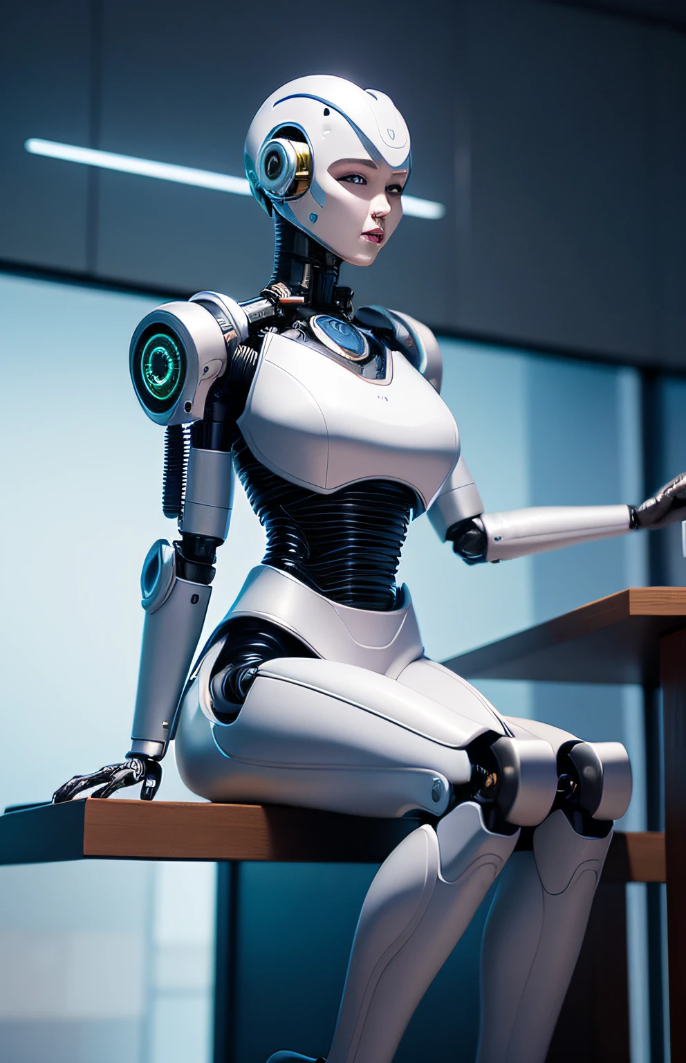 Intricate 3d rendering of highly detailed beautiful ceramic silhouette female robot face, robot, robot part, 150 mm, beautiful studio soft light, rim light, vibrant details, luxurious cyberpunk, lace, surreal, anatomy, facial muscles, cables wires, microchip, elegant, beautiful background, octane rendering, HR Giger style, 8k, best quality, masterpiece, illustration, very delicate and beautiful, very detailed, CG, unity, wallpaper , (fidelity, fidelity: 1.37), amazing, fine detail, masterpiece, best quality, official art, very detailed cg unity 8k wallpaper, absurd, unbelievably absurd, robot, silver helmet, full body, sitting write