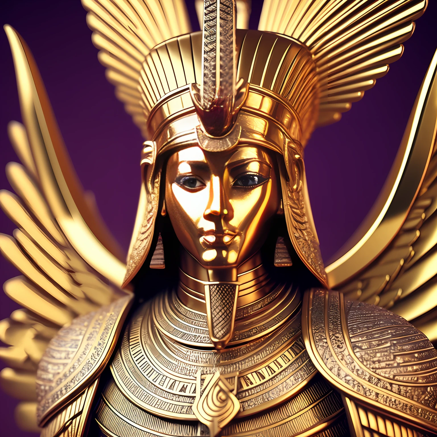 a close up of a statue of an egyptian man, trending digital fantasy art, keyshot lighting, archangel michael, thoth, deity, highly detailed saturated, dressed as emperor, by Mustafa Rakim, solid color background intricate, yasuke 5 0 0 px models, exalted --auto --s2