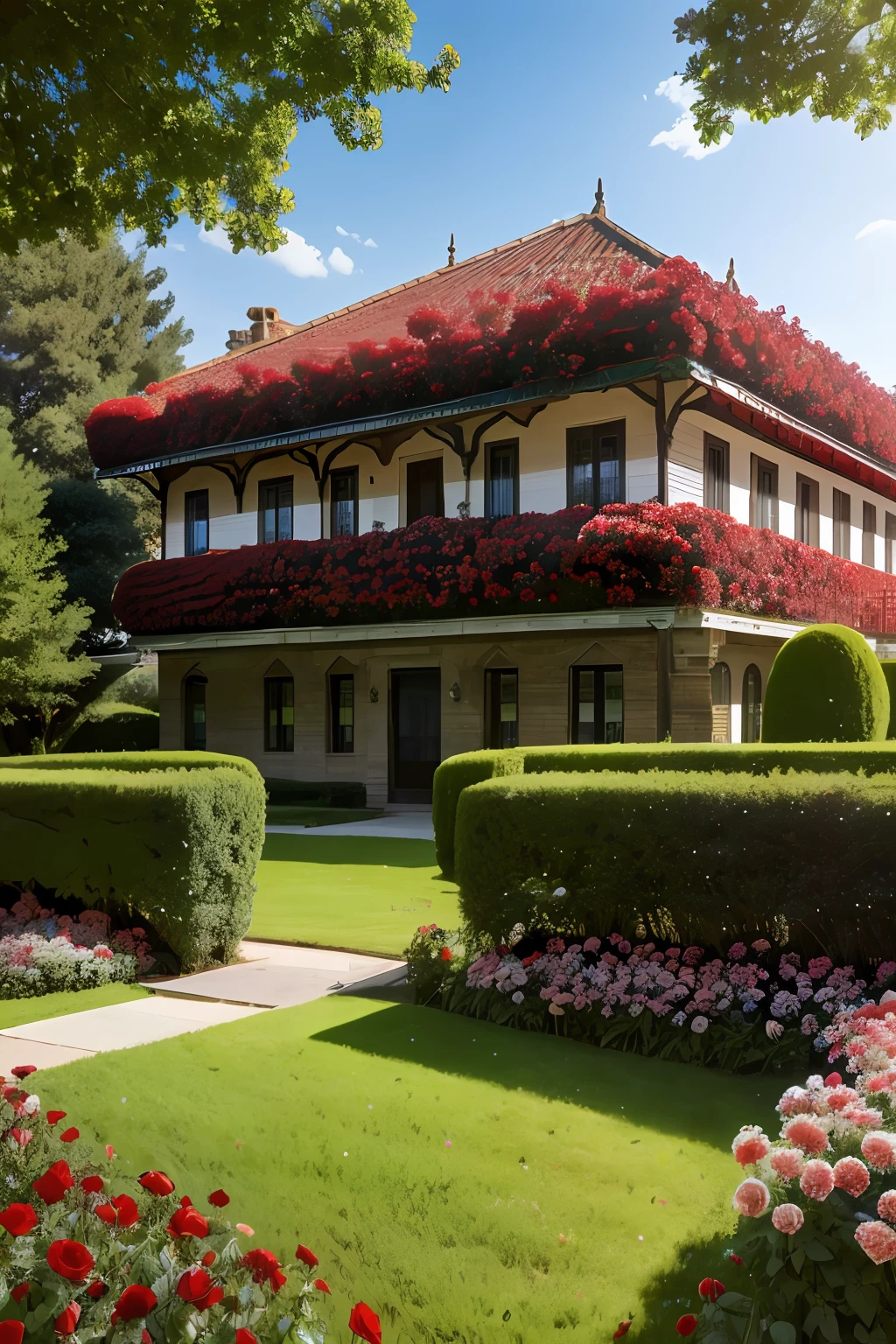 nature, a clump of blue roses outside the house, architectural rendering, nature, integration,
(Best Quality, High Quality, Intricate Details, Masterpiece, Cinema), High Detail, Lens Effects, Surreal Realism, HD, 8K