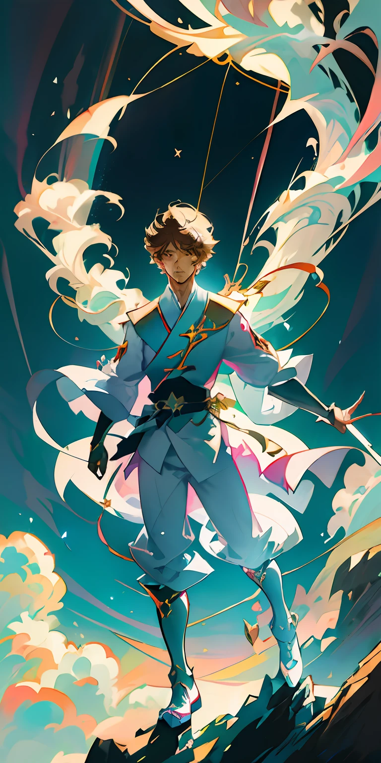 perfectly structured, (watercolor), digital illustration, anime style, the immaculate (prince of light:1.2), highly detailed, volumetric lighting, vibrant prismatic colors, dynamic composition, sharp and crisp image, delicate, sublime, beautiful beyond words, (art by hideaki anno:1.4)