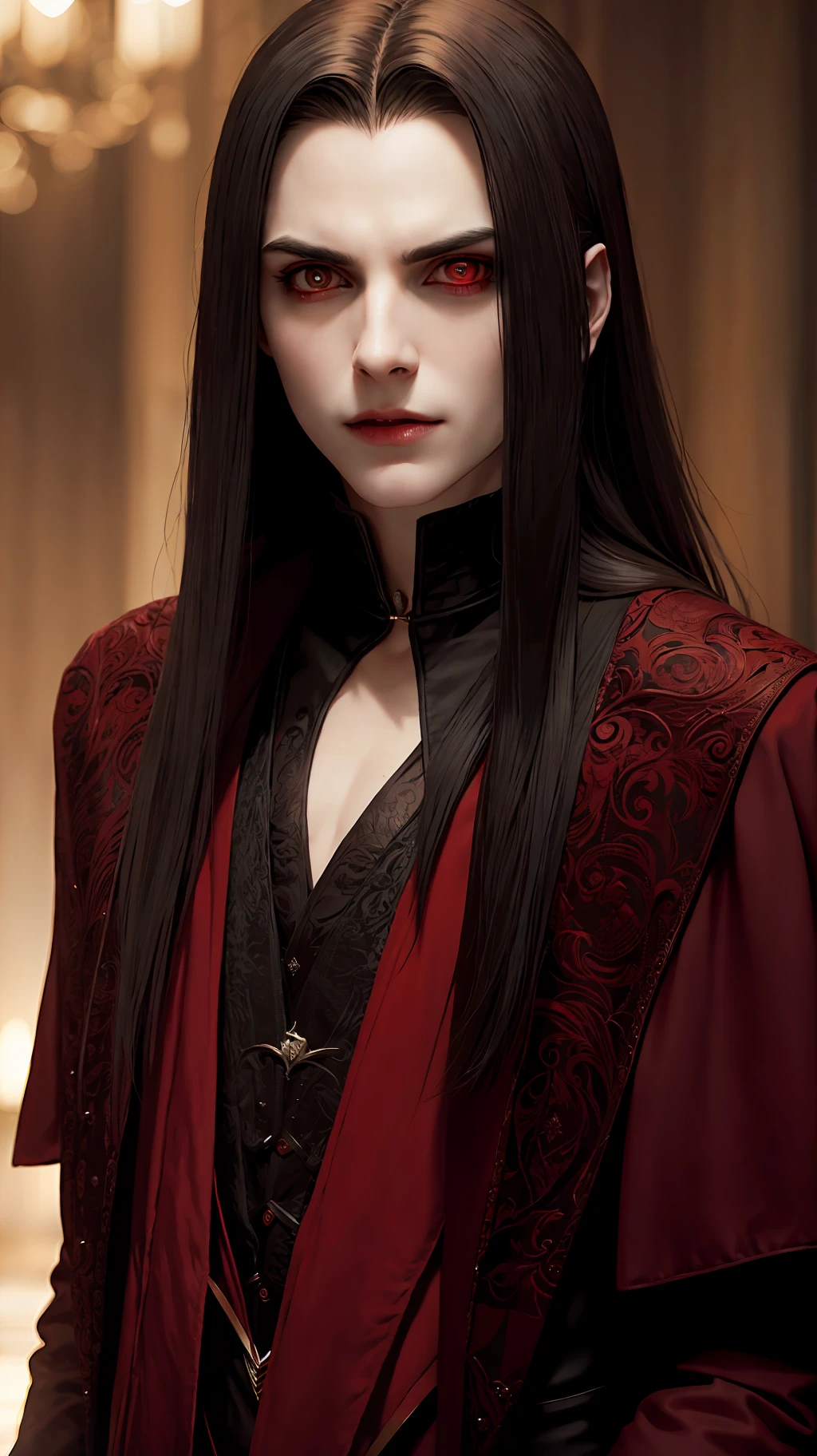 Volturi, Aro, vampire from the movie twilight, full-length, red eyes, high detail, picture for the competition, correct facial features, super detail