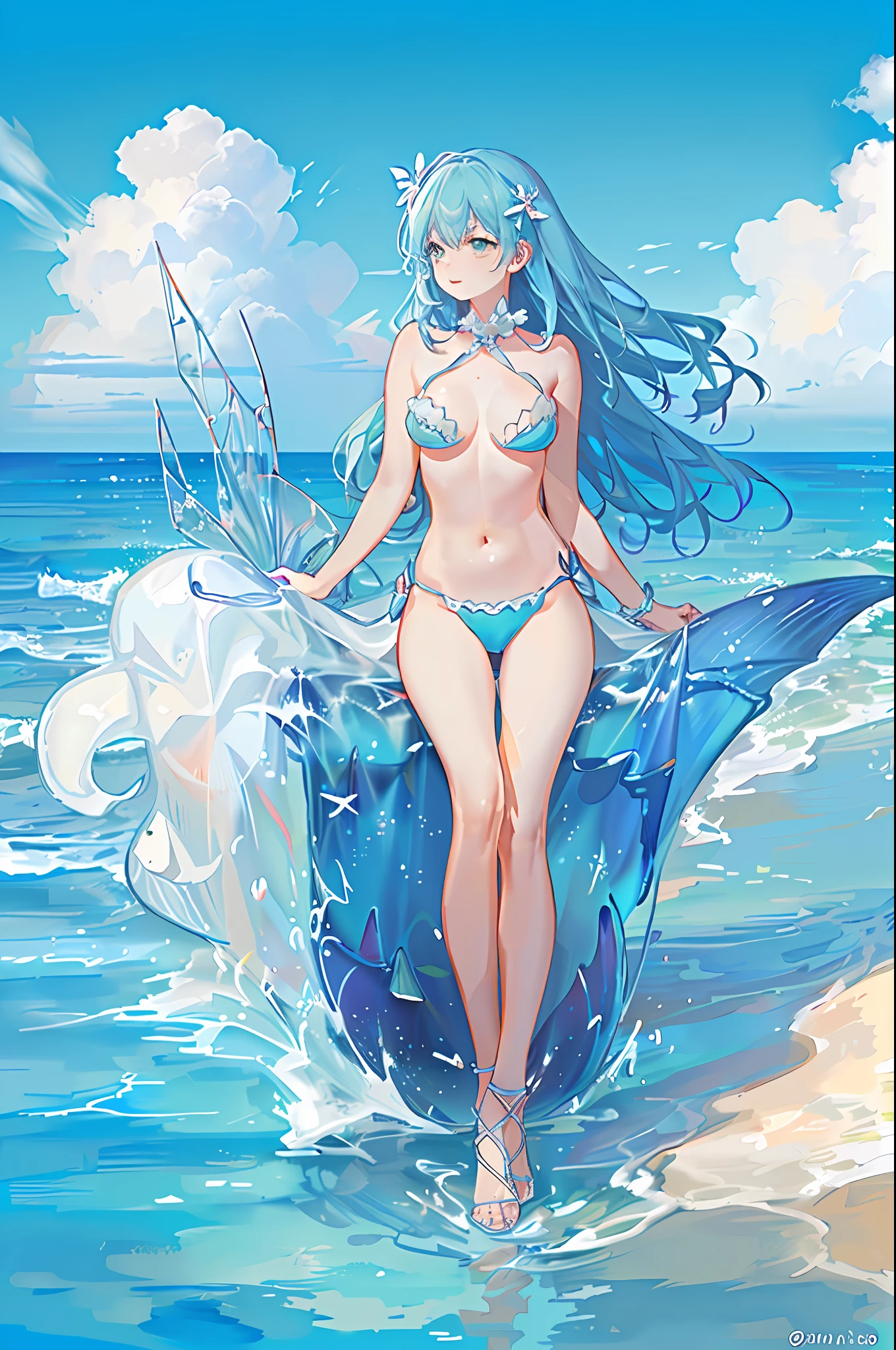 Beautiful mermaid in cloud bubble detailed body