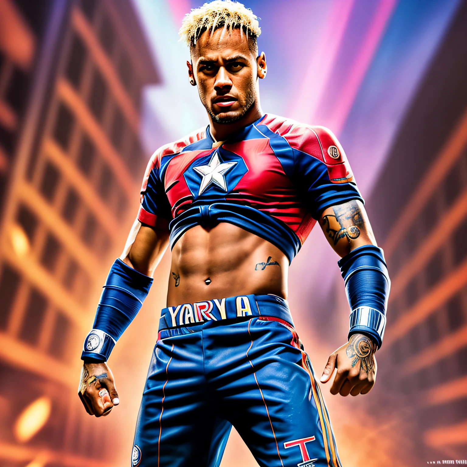 an ultra-realistic professional camera shot of Neymar as a marvel superhero de alta qualidade, 8k, ultra HD --auto --s2