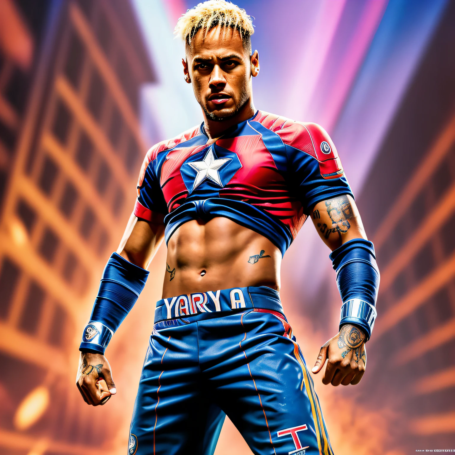an ultra-realistic professional camera shot of Neymar as a marvel superhero de alta qualidade, 8k, ultra HD --auto --s2