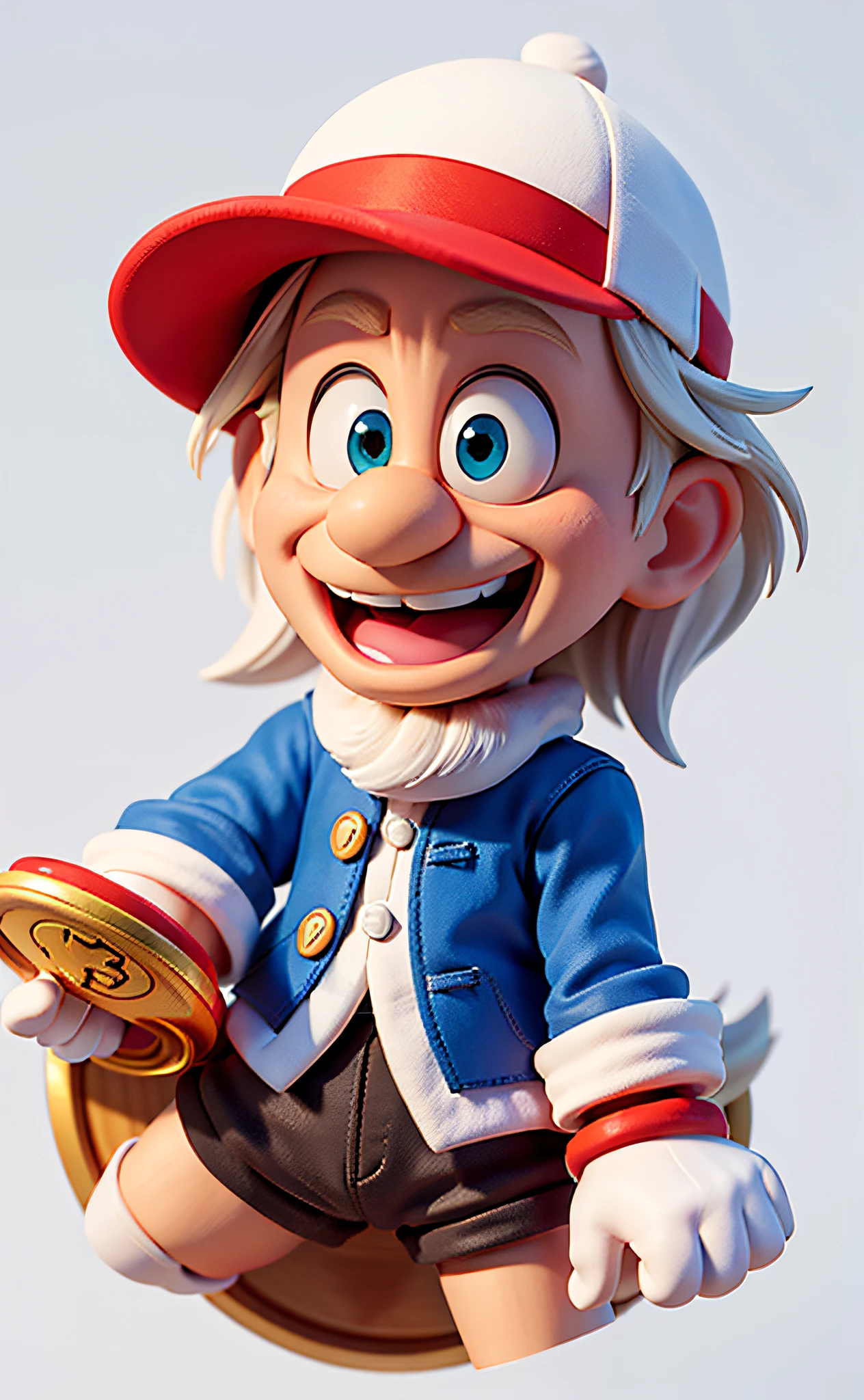 Uncle Scrooge, Disney, holding the No. 1 coin
