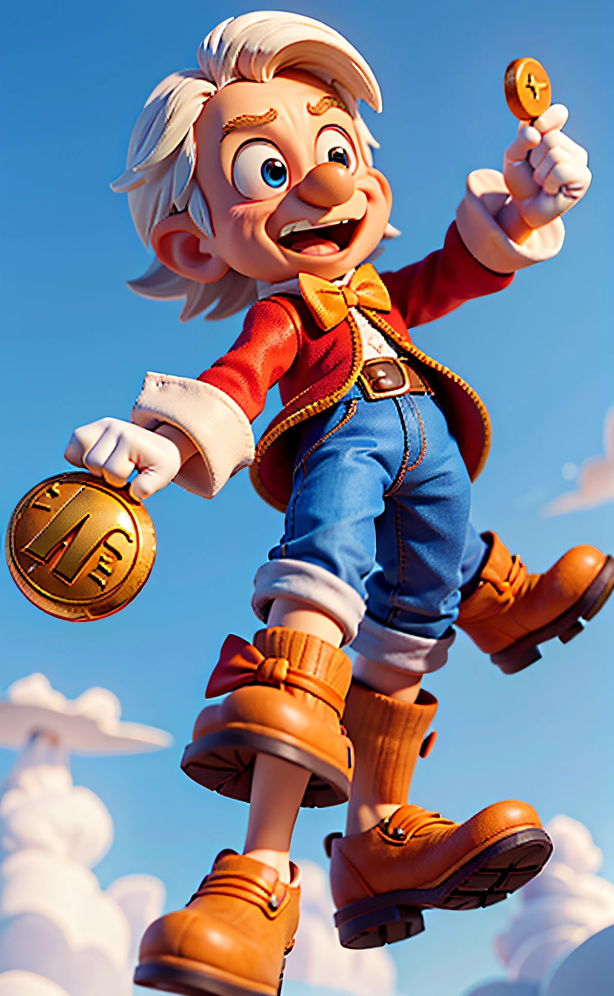 Uncle Scrooge, Disney, holding the No. 1 coin