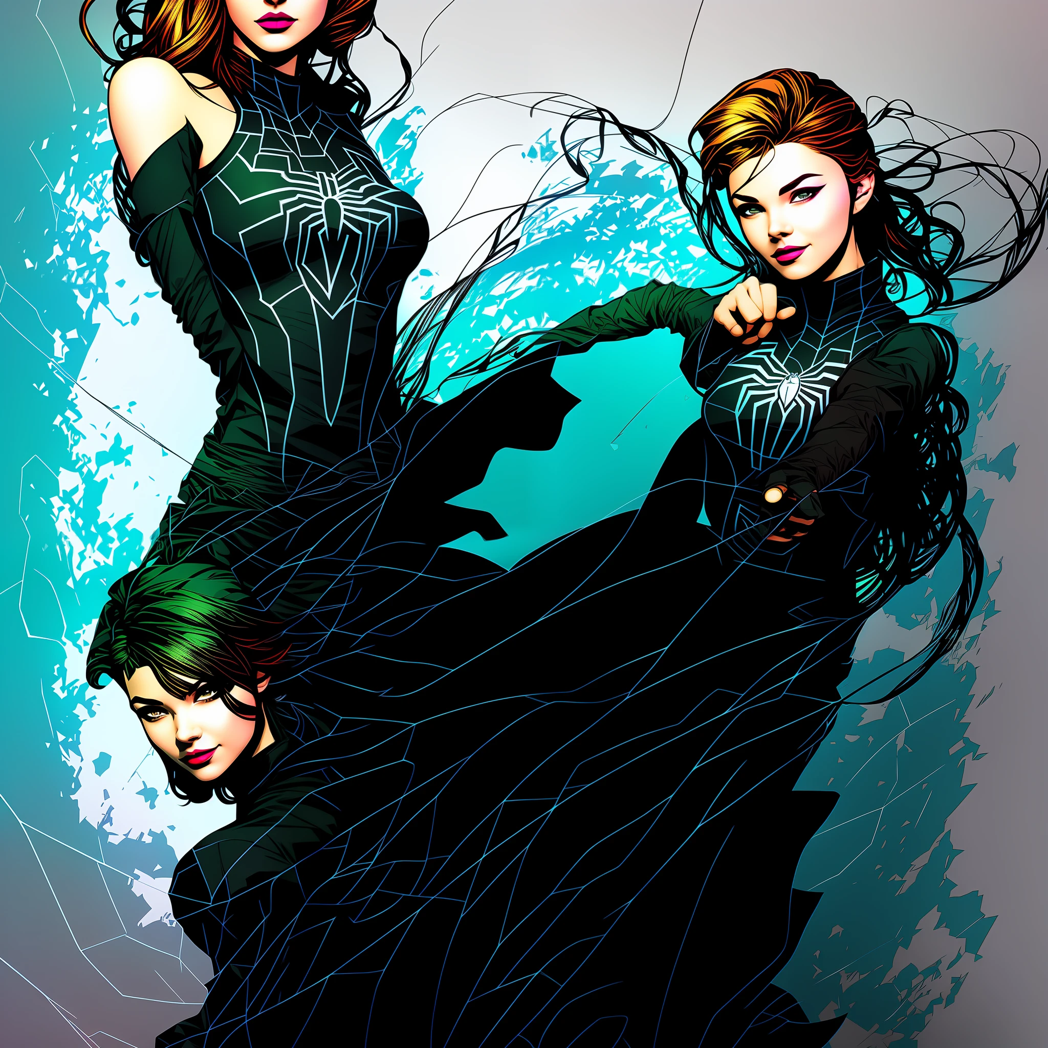 T-shirt design, centered 2D vector art, black background, Spider-Man, intricately detailed clothing, beautiful art, masterpiece, luminosity by Rembradt, art by Charlie Bowater, Adobe Illustration, Trending on Artstation, octane render, 8K, cinematic, --no duplicate character, -