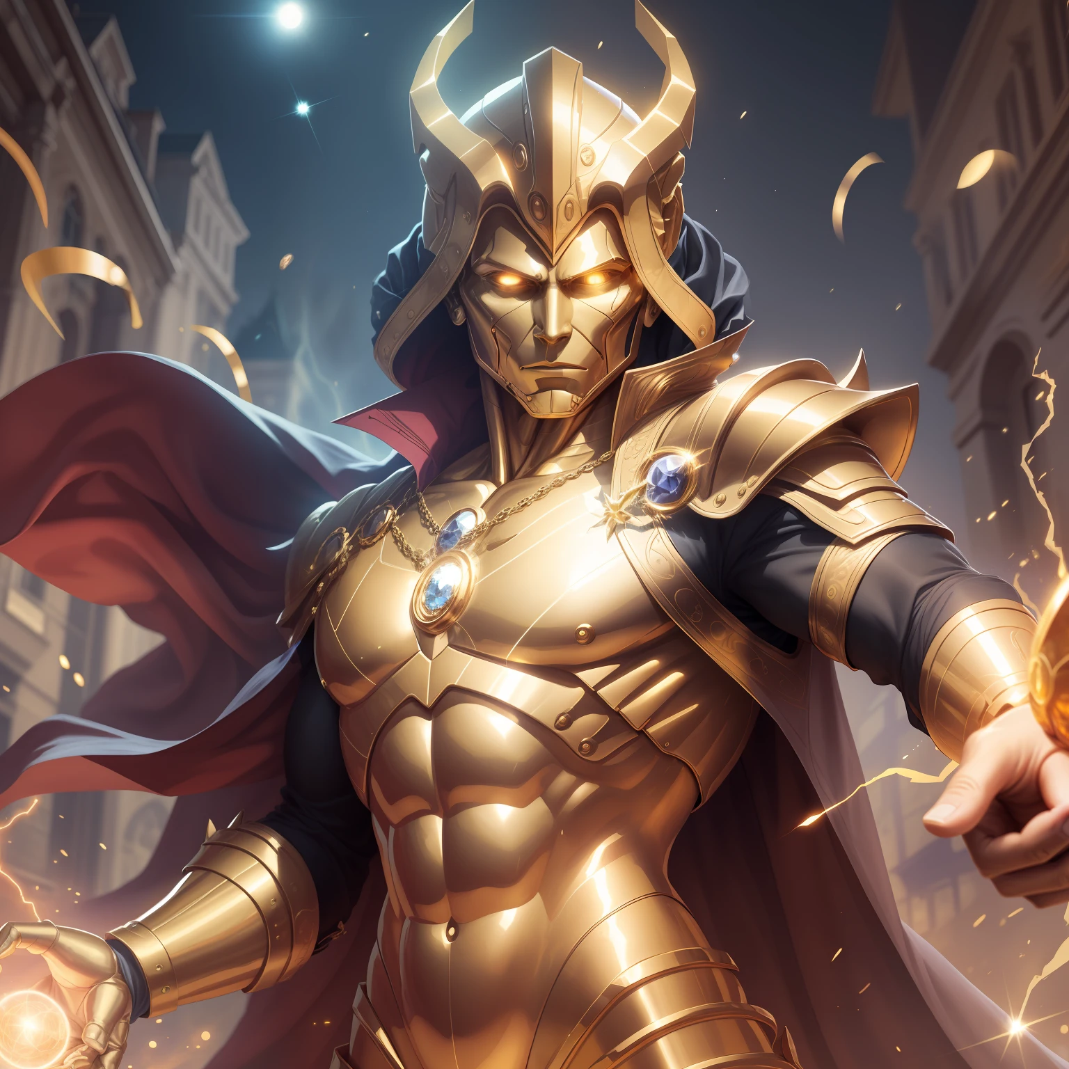 A humanoid gold man with magic gold powers