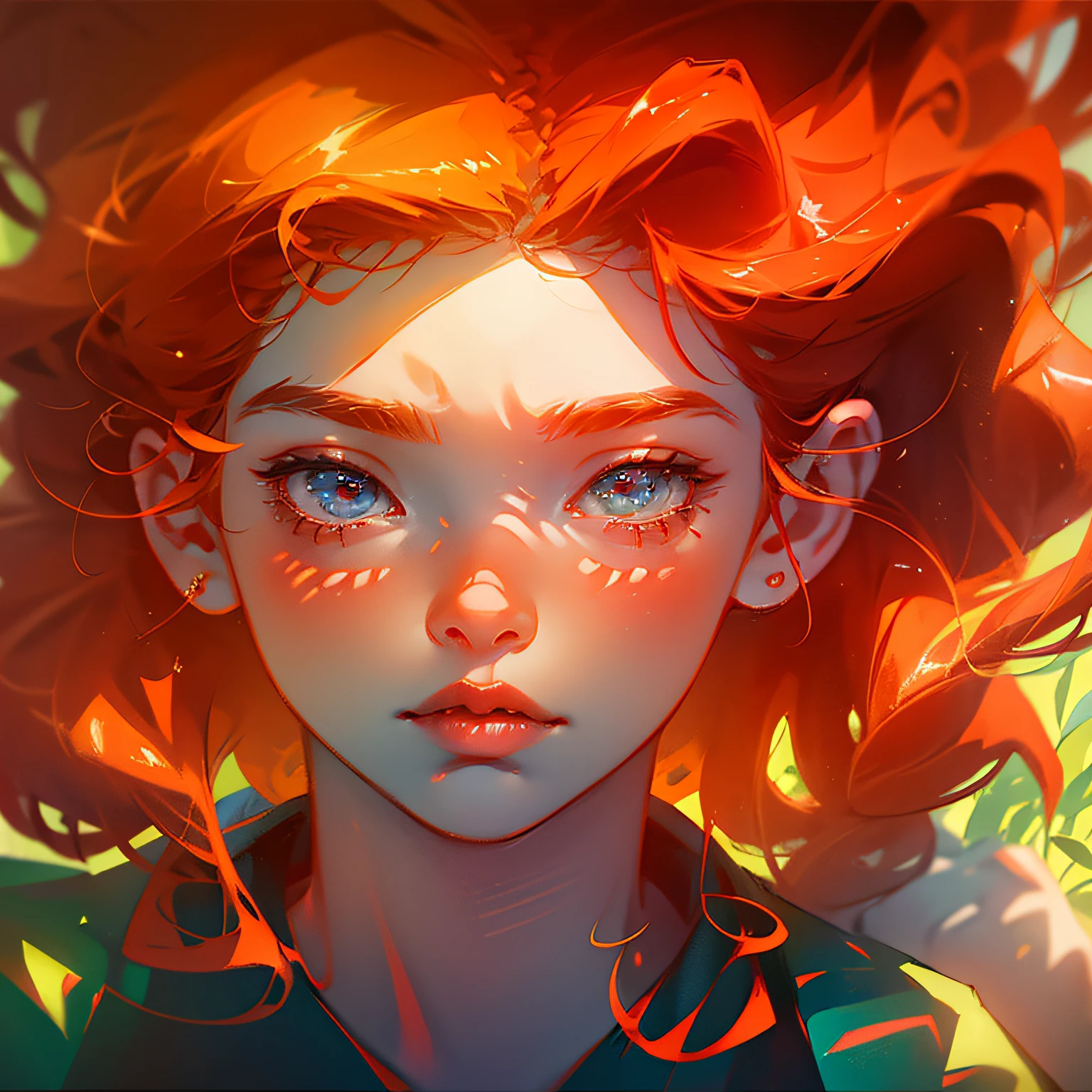 Anime style boys, very curly orange hair, Pixar, 4K, detailed, flowing red dress --auto --s2