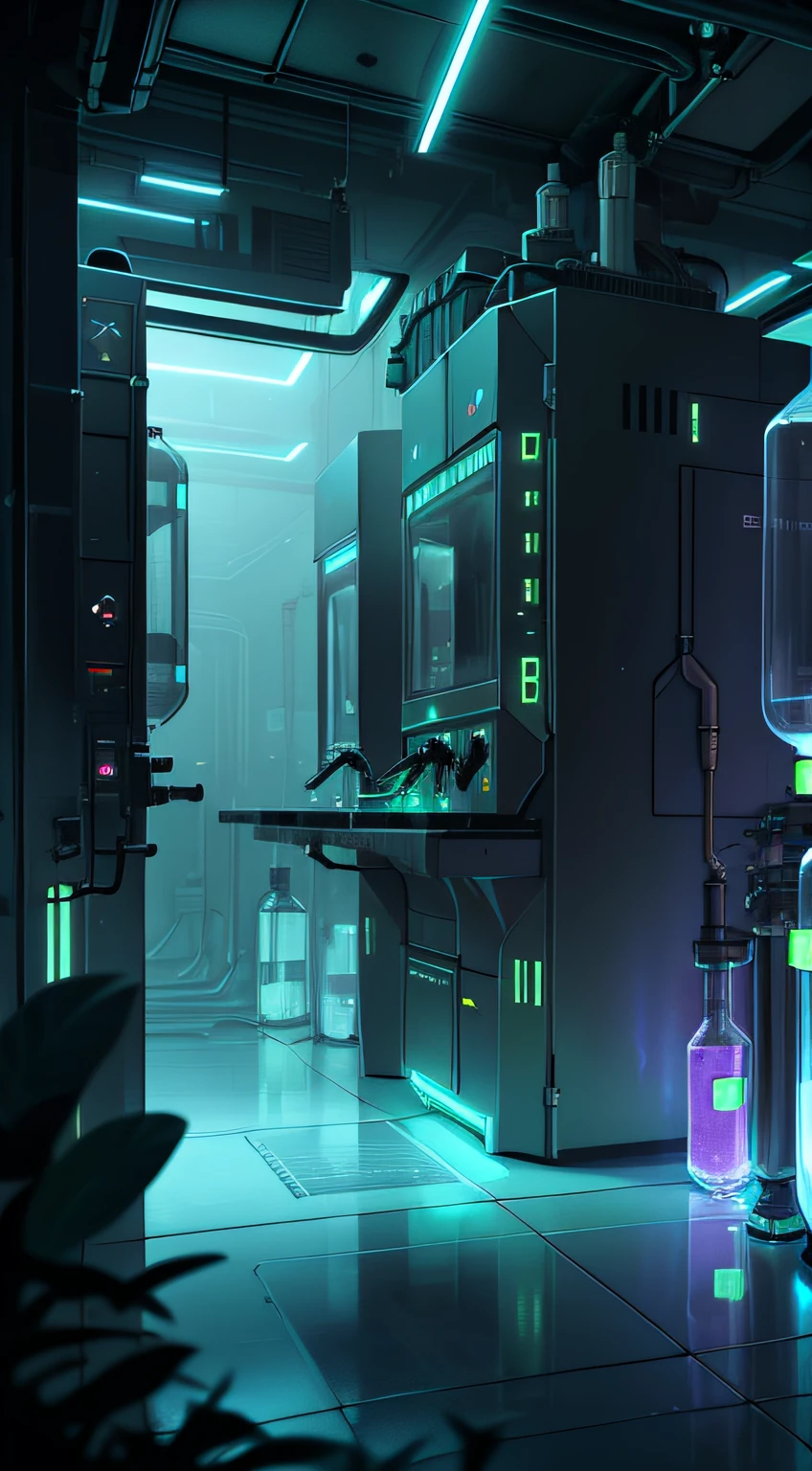 (masterpiece),best quality,ultra-detailed CG unity 8k wallpaper, dark, mysterious, scientific laboratory, glowing radiation, glass containers, strange machines, steam pipes, liquid nitrogen, glowing vials, pulsating energy, dimly lit, eerie atmosphere, smoke and haze.